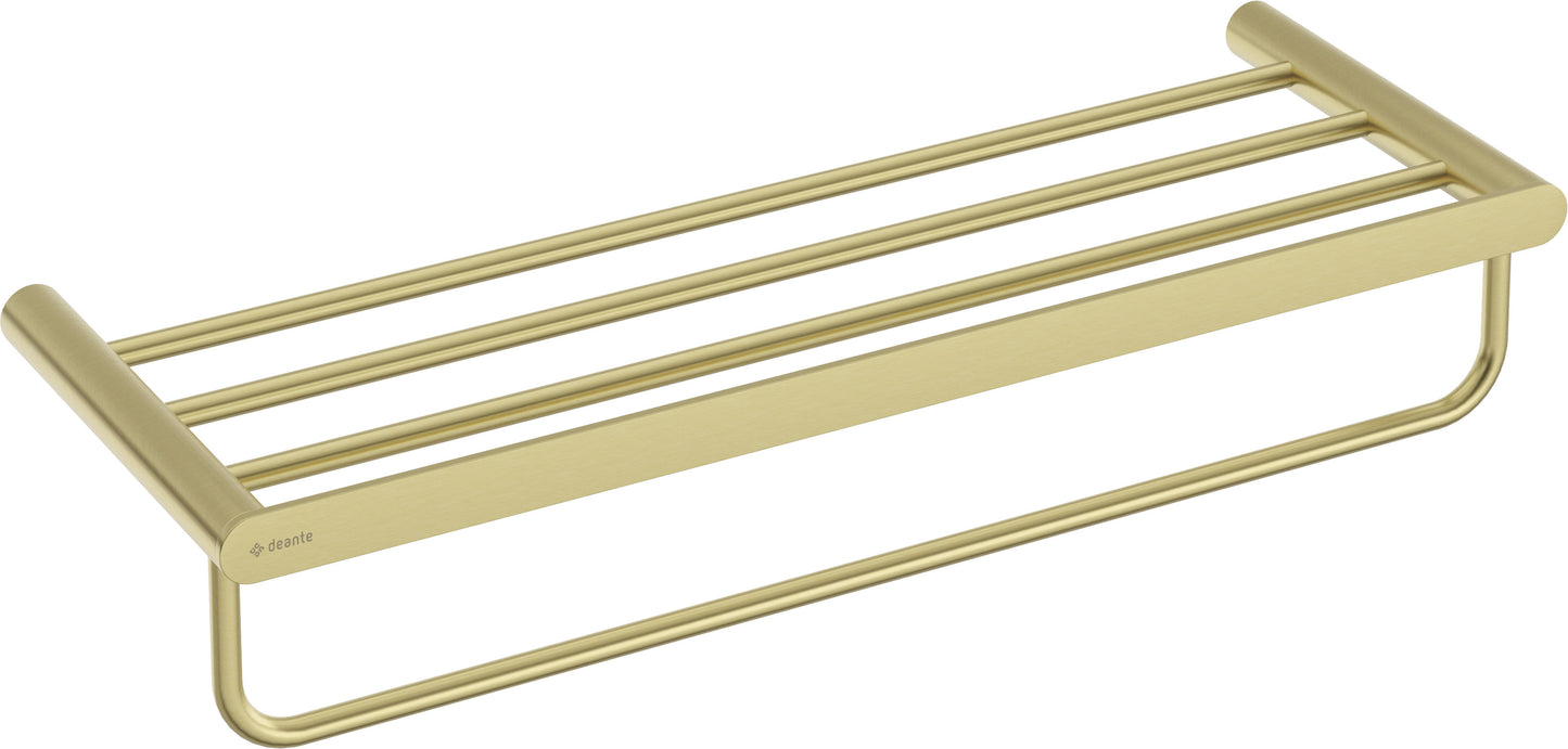 Deante ROUND Badablage mit Handtuchstange Gold gebürstet