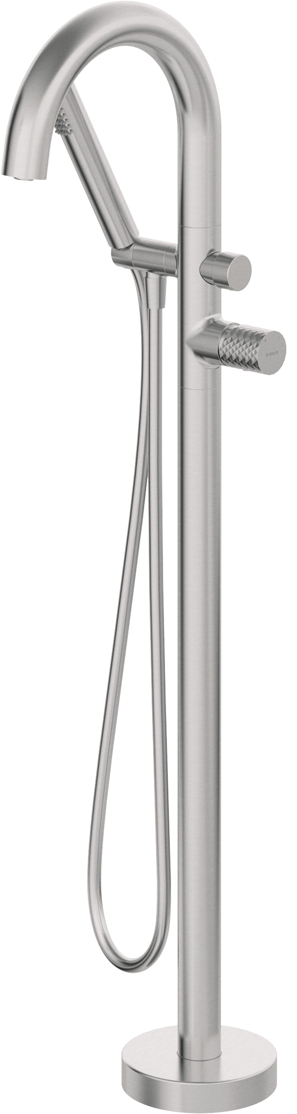 Deante SILIA HEXA Wannenarmatur rund bodenstehend mit Handbrause Stahl gebürstet
