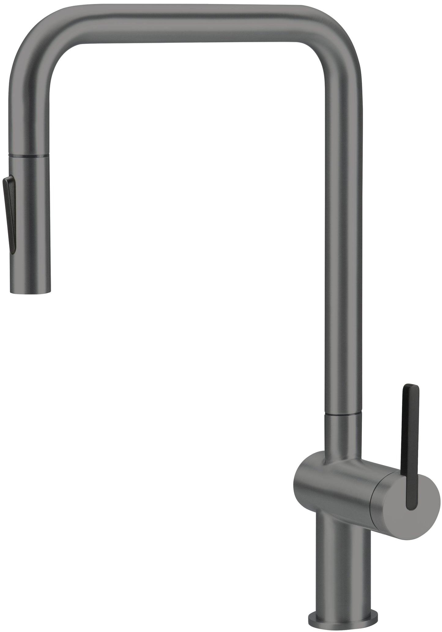 Deante MOMI hohe Spültischarmatur mit ausziehbarer Brause (2 Funktionen) Titanium