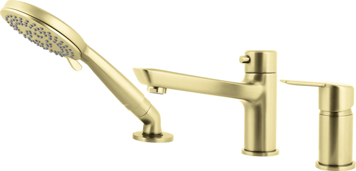 Deante ARNIKA 3-Loch Design-Wannenrandarmatur Gold gebürstet