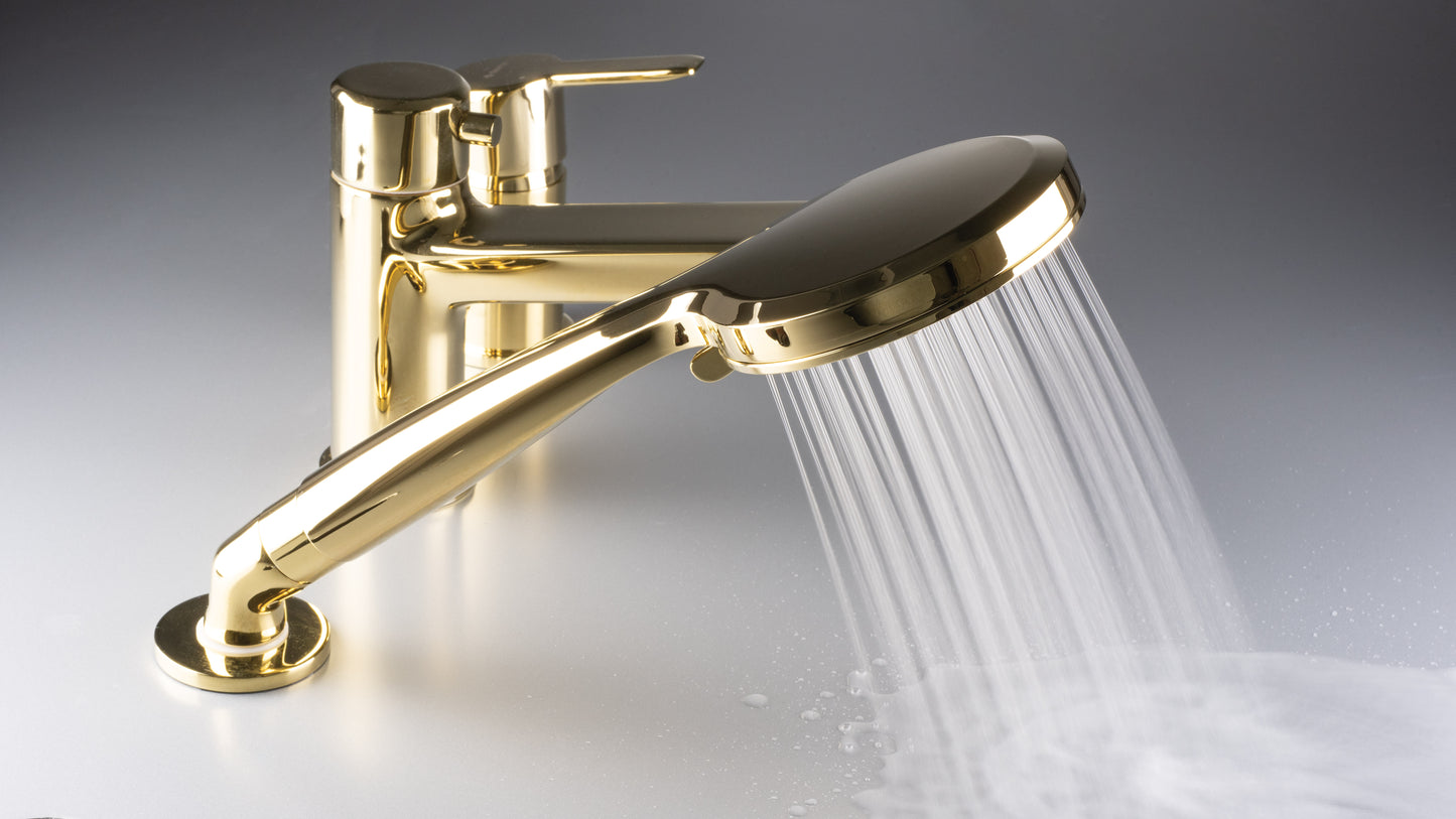 Deante ARNIKA 3-Loch Design-Wannenrandarmatur Gold