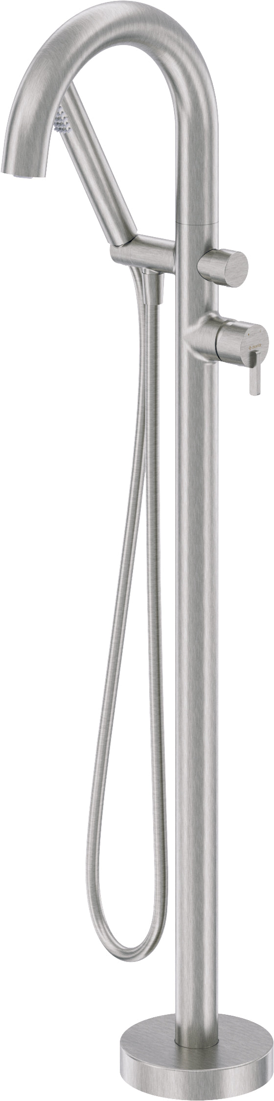 Deante SILIA Wannenarmatur freistehend mit Duschset Bogen-Auslauf Stahl gebürstet