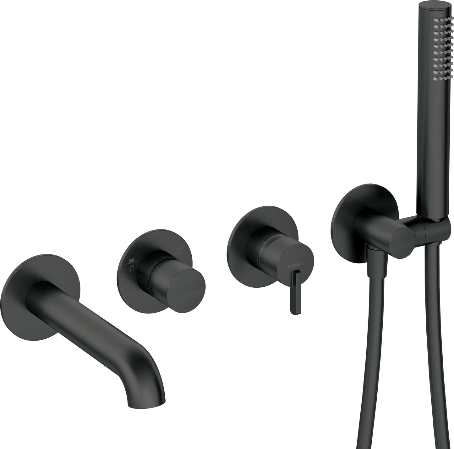 Deante SILIA 4-Loch Design-Wannenarmatur Unterputz Schwarz