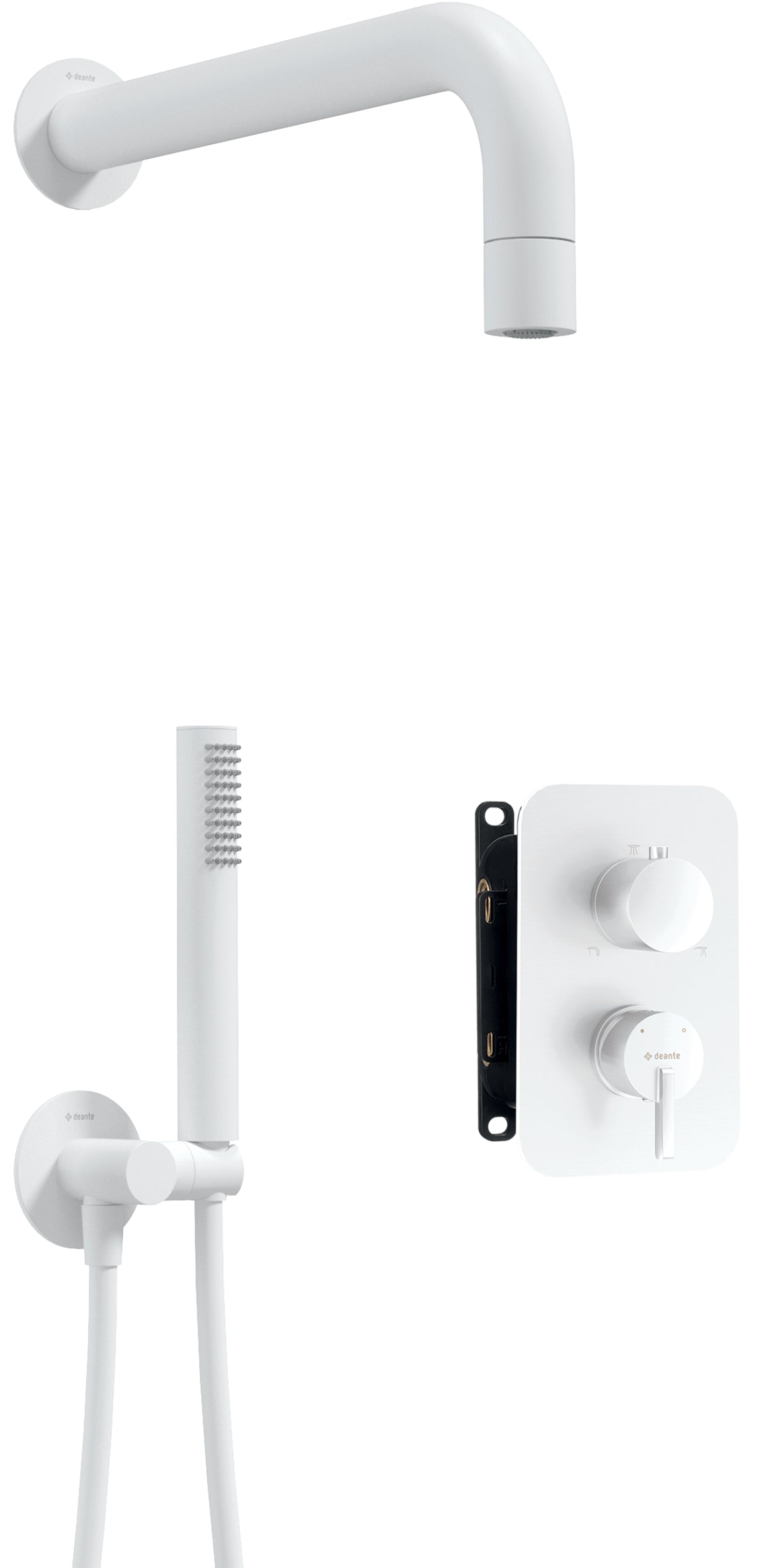 Deante SILIA Unterputz-Duschsystem mit Mischbox Kegelstrahl-Brause Weiß