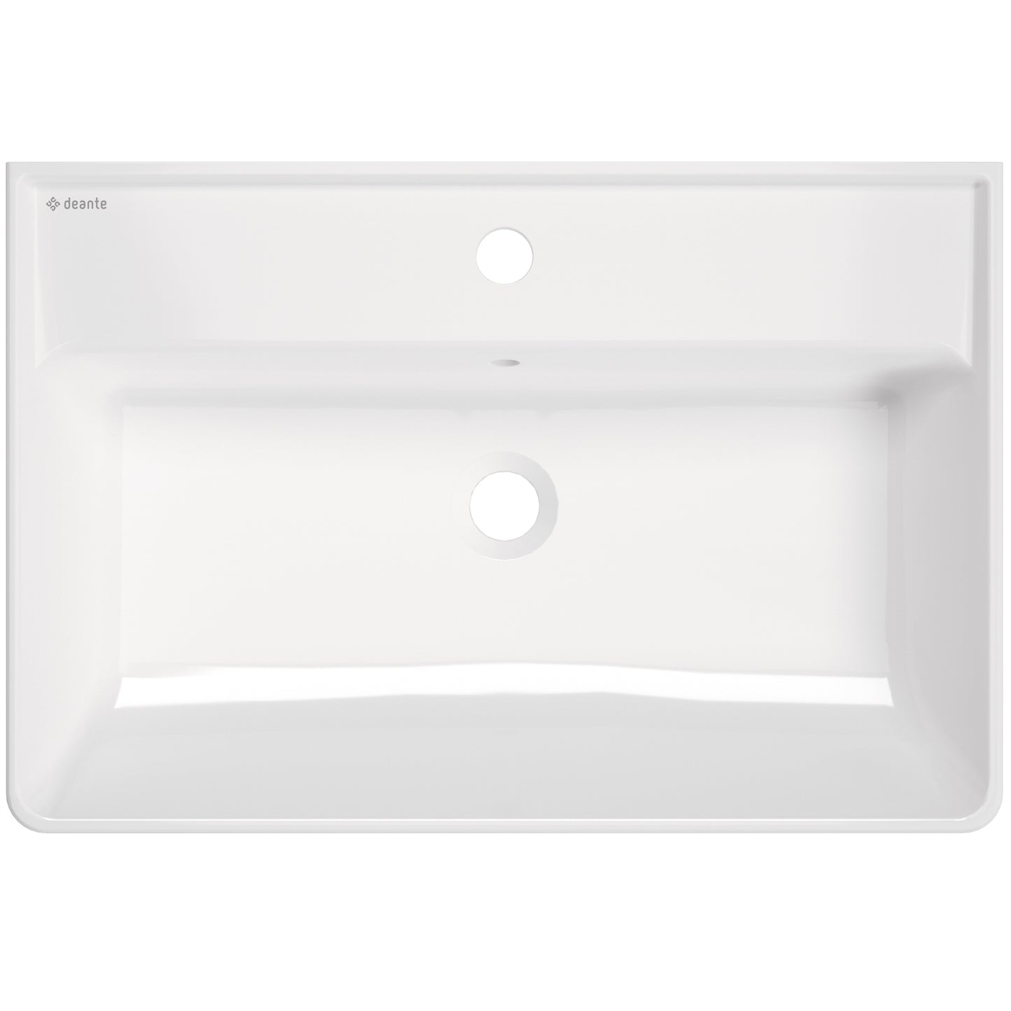 Deante TEMISTO Aufsatzwaschbecken mit Armaturenbank 61 x 41 cm Weiß