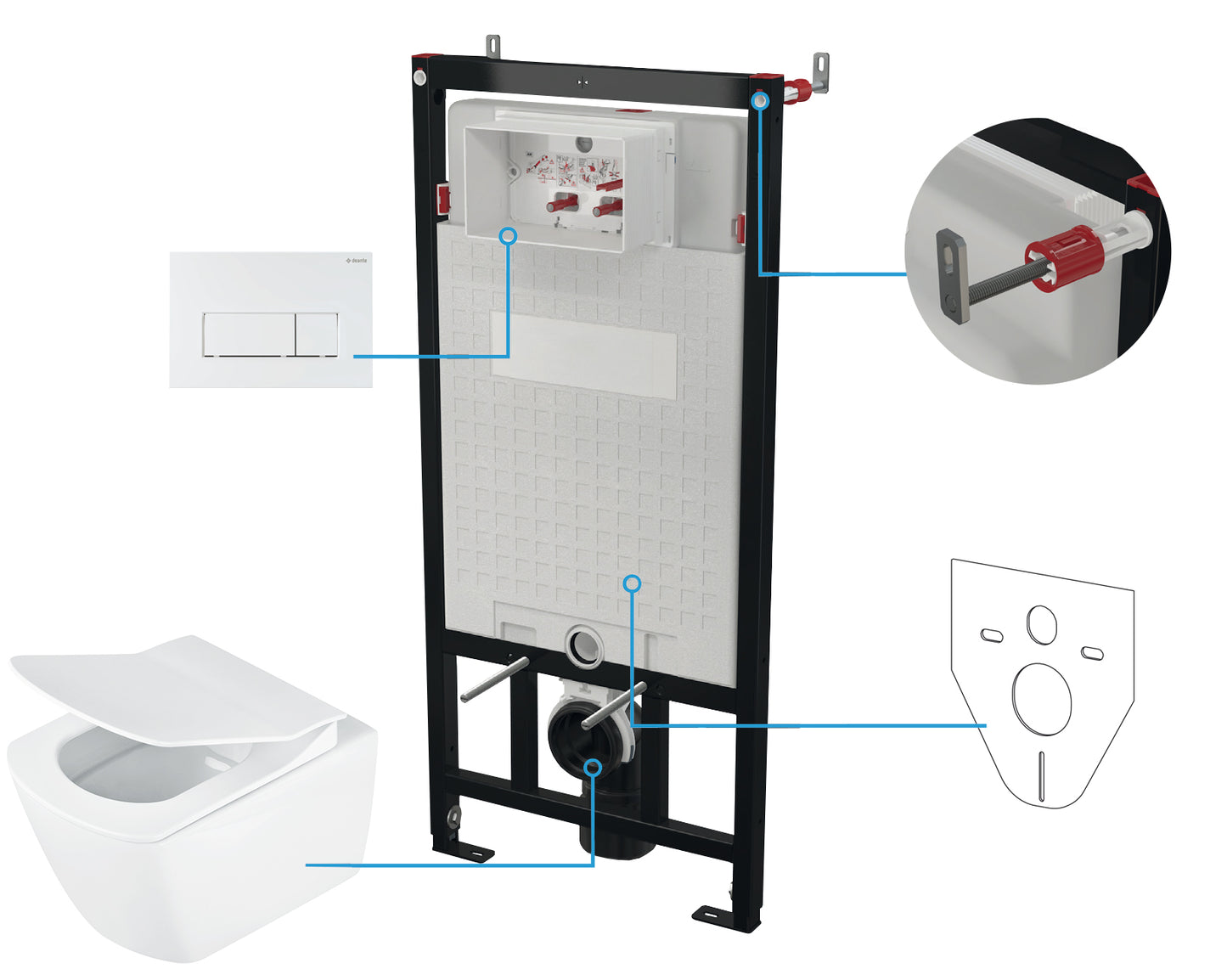 Deante BLUR WC-Komplettset Unterputz-Vorwandelement (6-in-1) Weiß-Weiß