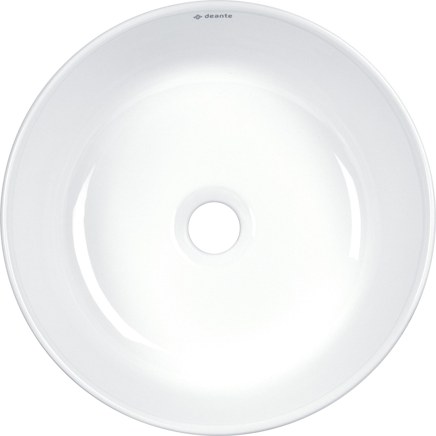 Deante SILIA HEXA Design-Aufsatzwaschtisch asymmetrisch rund Ø 36 cm Weiß