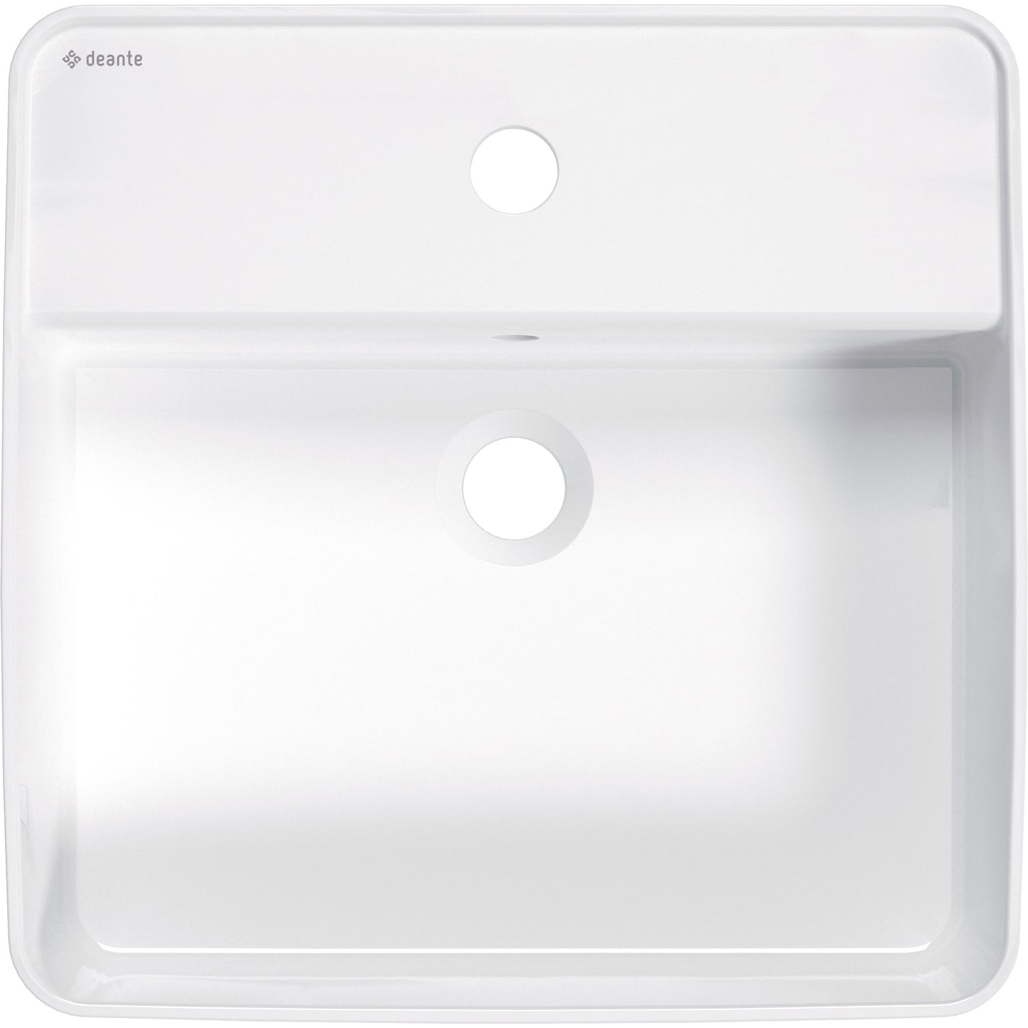 Deante ROUND Aufsatzwaschtisch mit Armaturenbank quadratisch 42 cm Weiß