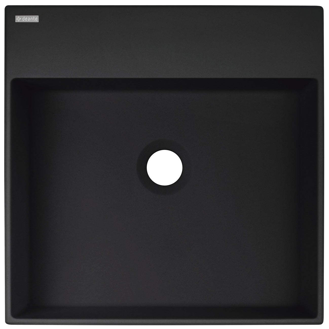 Deante CORREO Granit-Aufsatzwaschtisch mit Armaturenbank 40 x 40 cm Schwarz