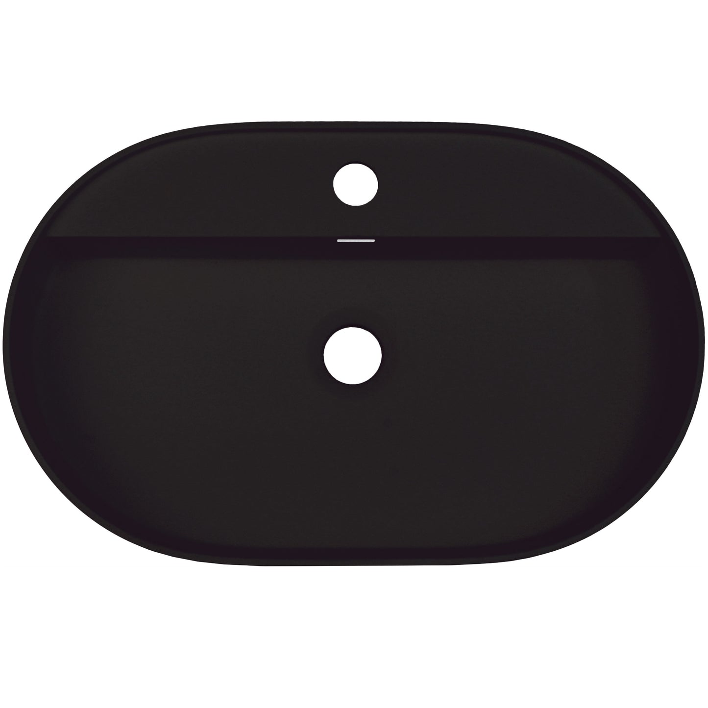 Deante SILIA Granit-Aufsatzwaschtisch mit Armaturenbank Oval 55 x 35 cm Schwarz