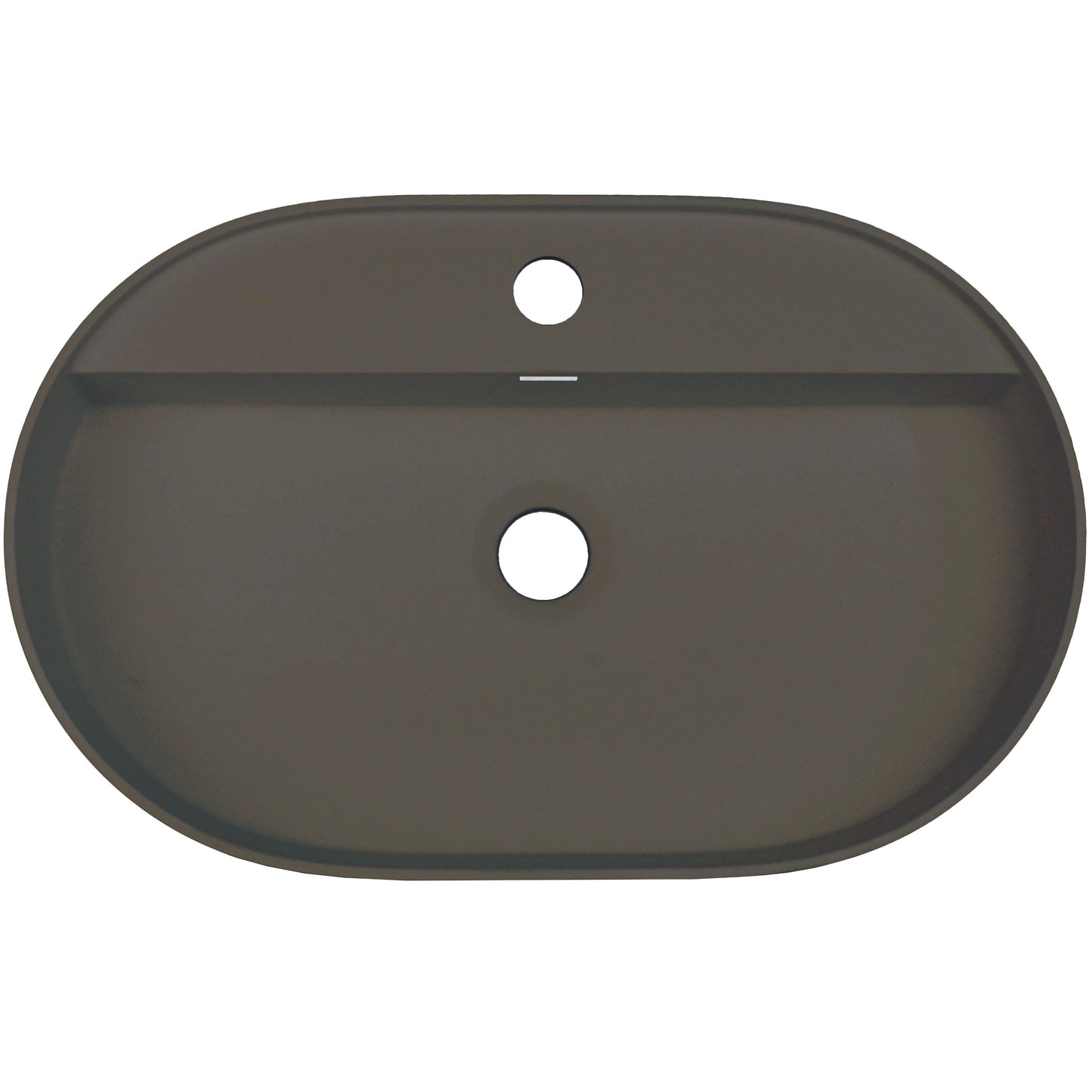 Deante SILIA Granit-Aufsatzwaschtisch mit Armaturenbank Oval 55 x 35 cm Anthrazit Metallic