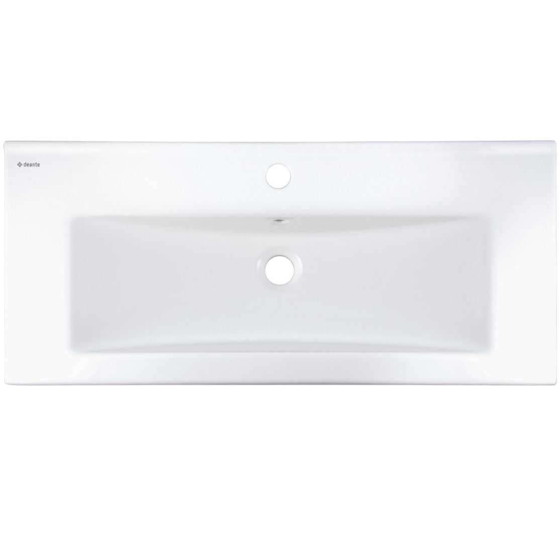 Deante TUBO Einbauwaschbecken aus Keramik mit Armaturenbank 81,5 x 36 cm Weiß