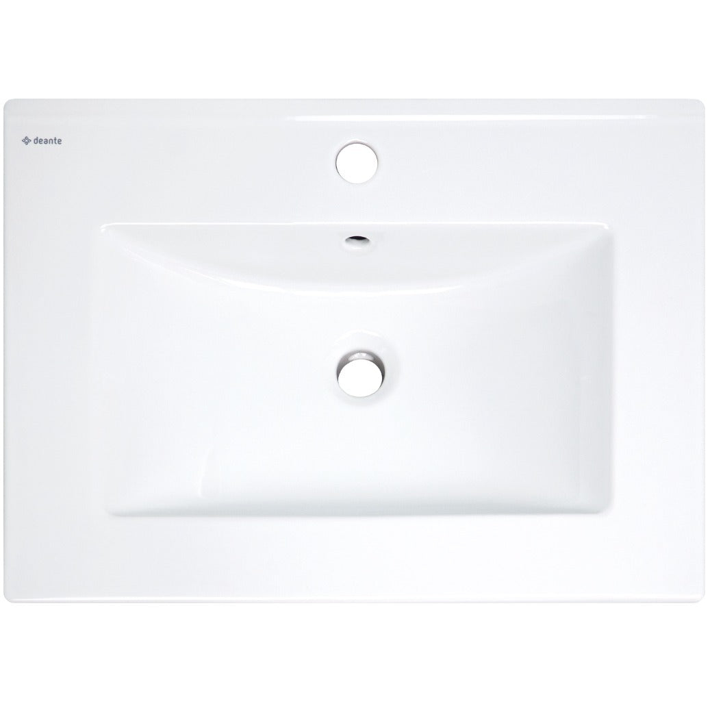 Deante TUBO Einbauwaschbecken aus Keramik mit Armaturenbank 61,5 x 46,5 cm Weiß