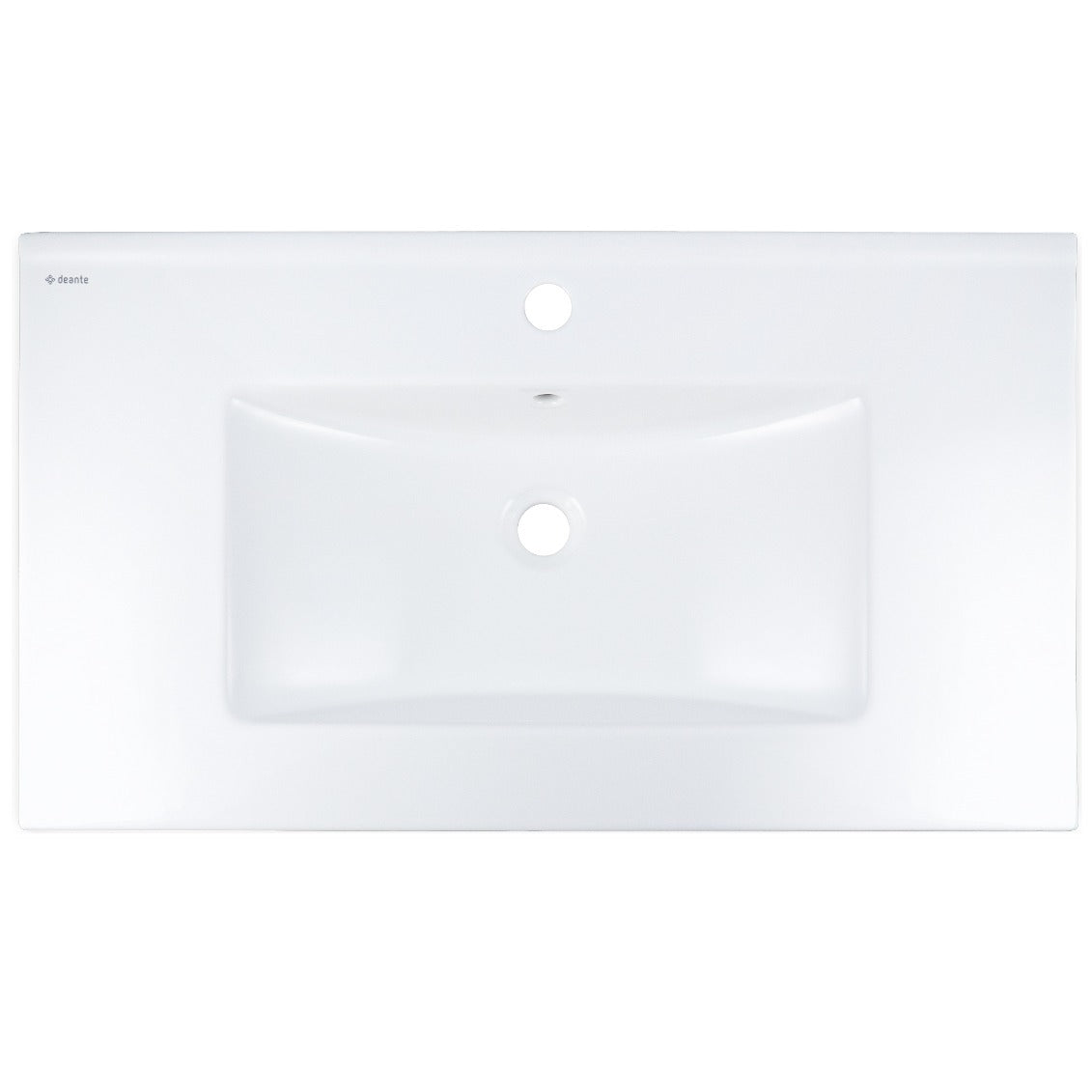 Deante TUBO Einbauwaschbecken aus Keramik mit Armaturenbank 81,5 x 47 cm Weiß