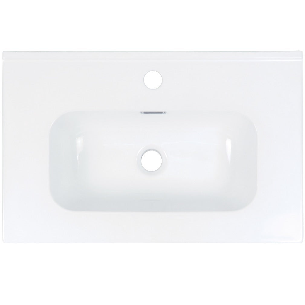 Deante TUBO Einbauwaschbecken aus Keramik mit Armaturenbank 61 x 38,5 cm Weiß