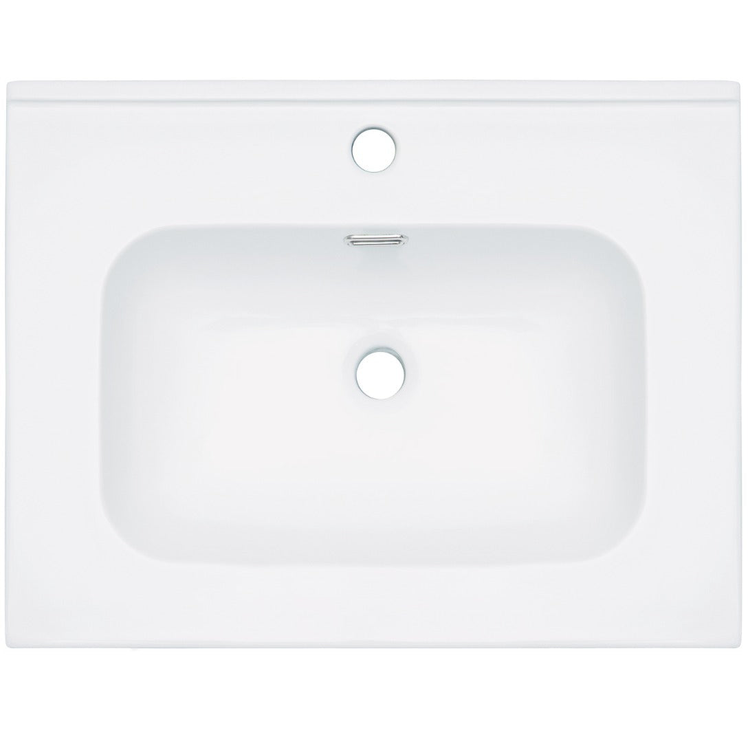 Deante TUBO Einbauwaschbecken aus Keramik mit Armaturenbank 61 x 46 cm Weiß