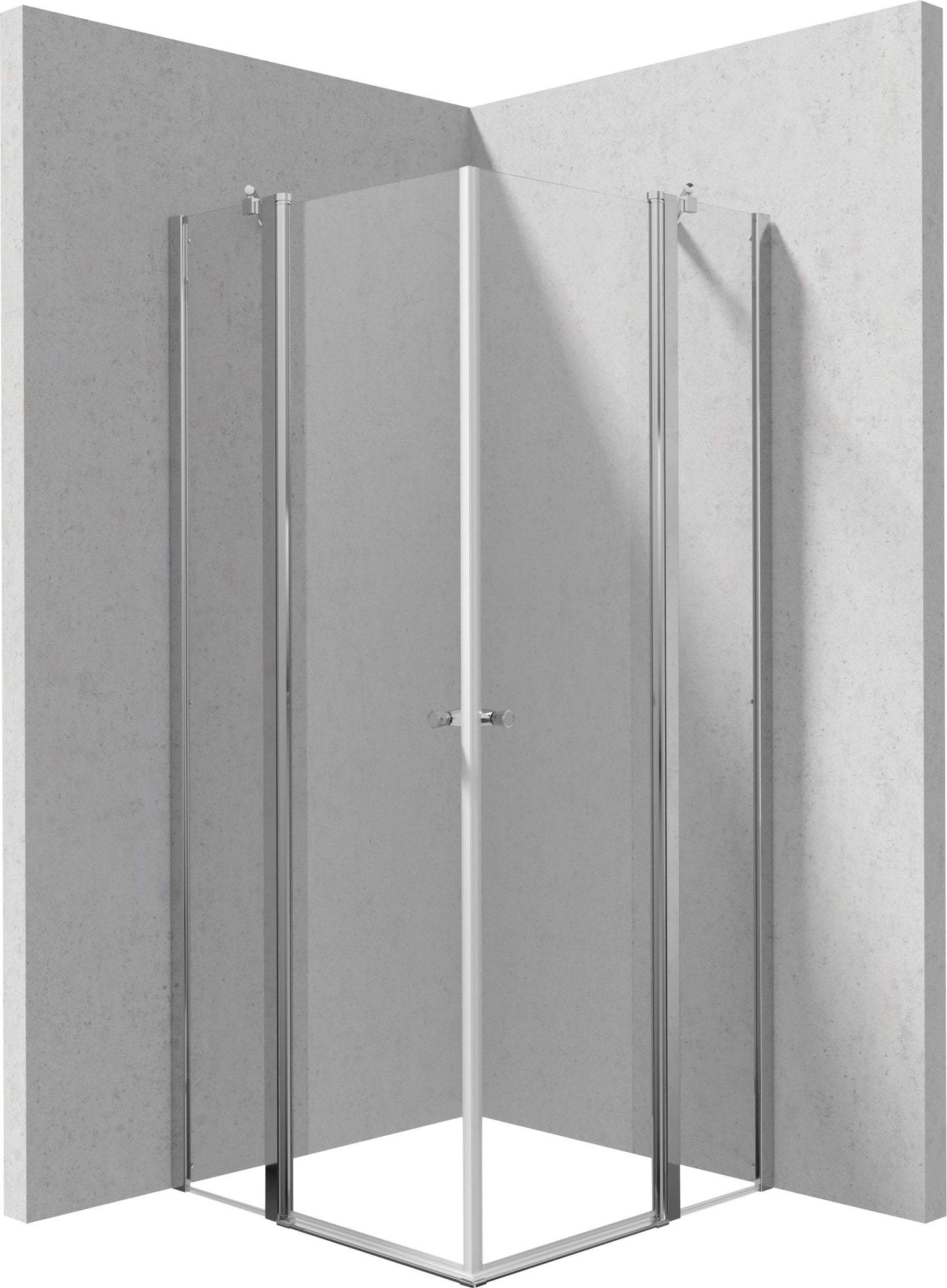 Deante KERRIA PLUS Eckdusche mit 2 schmalen Drehtüren 90 x 90 x 200 cm Chrom