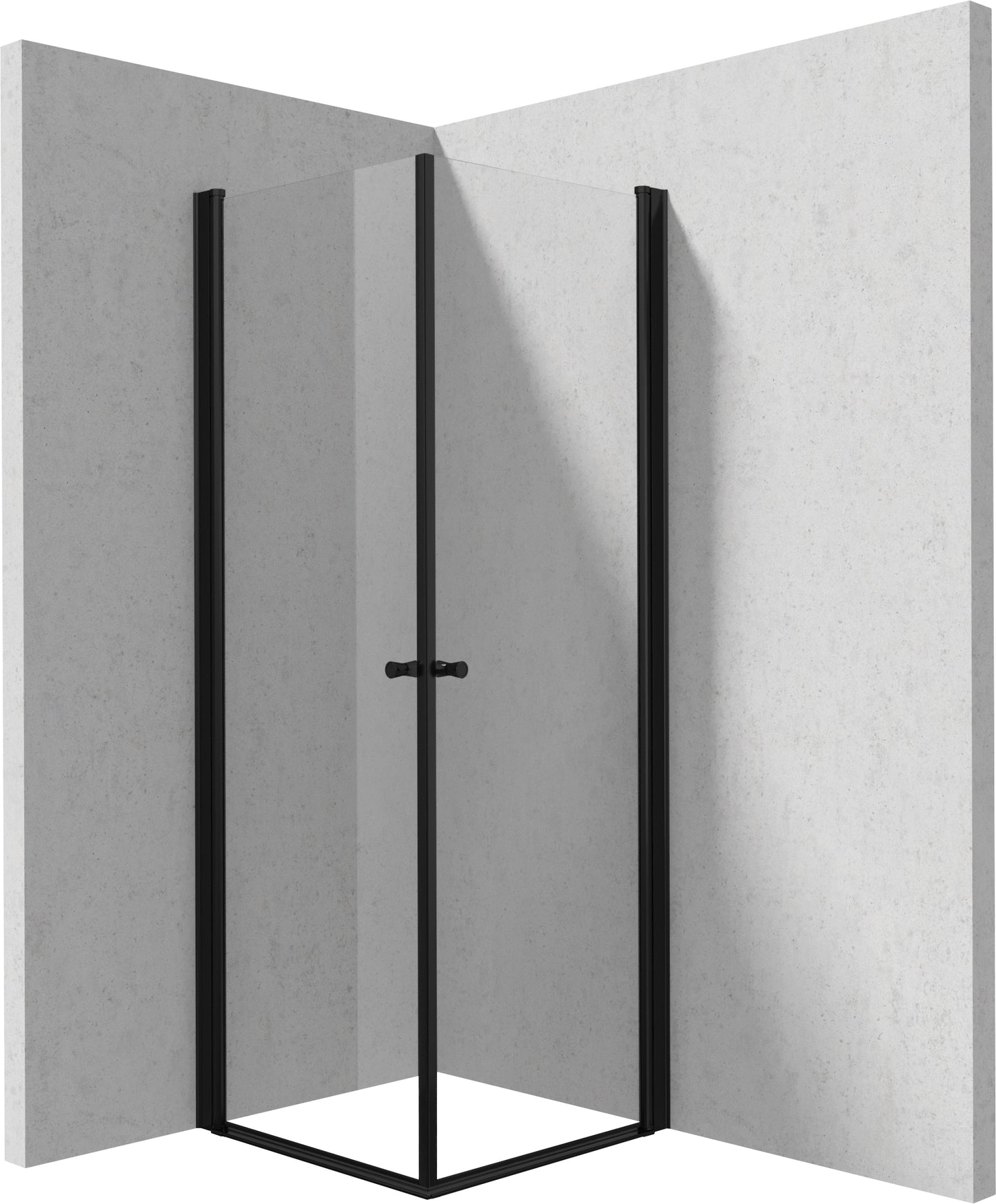 Deante KERRIA PLUS Eckdusche mit 2 breiten Drehtüren 80 x 80 x 200 cm Schwarz