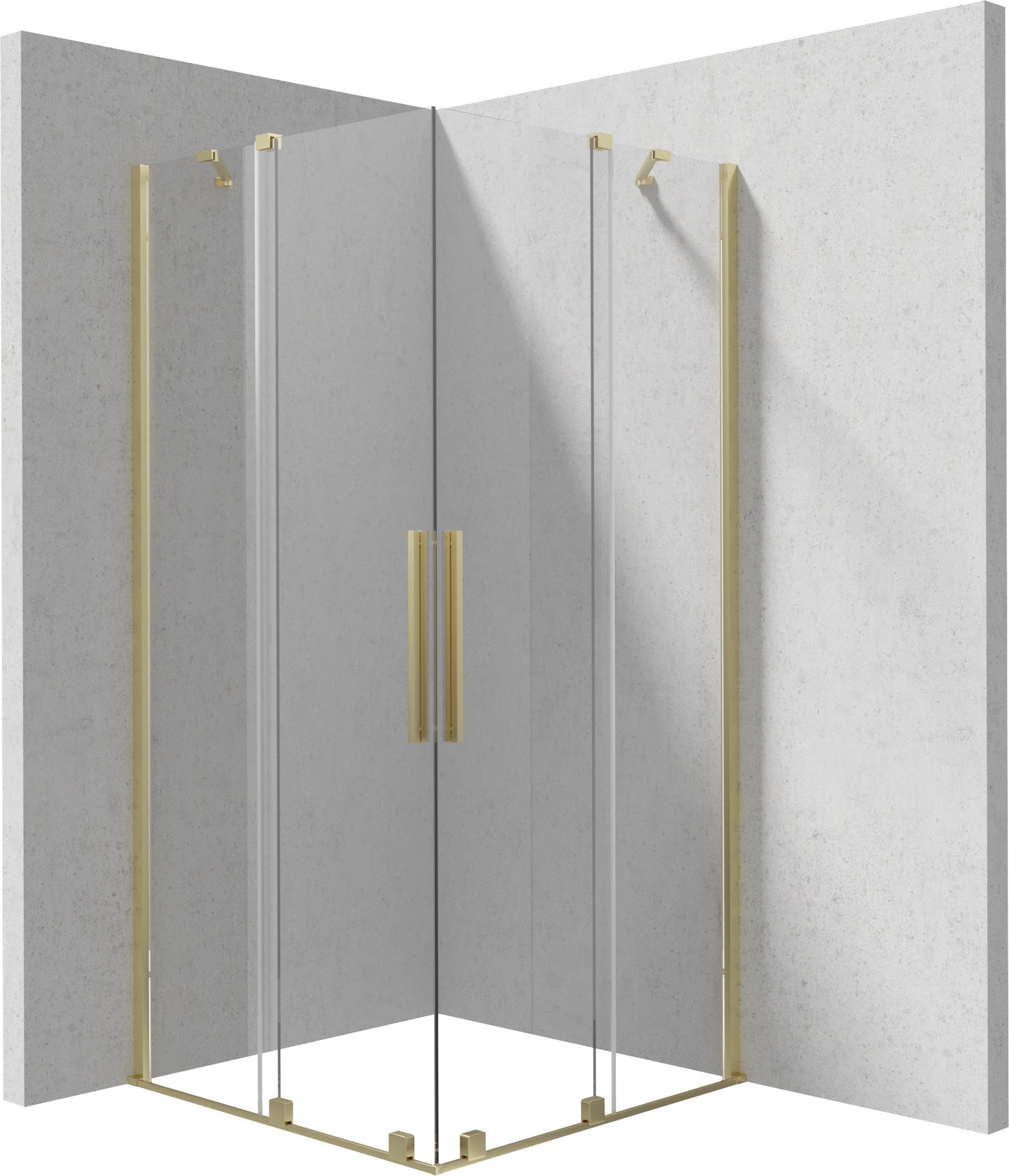 Deante PRIZMA Eckdusche mit 2 Schiebetüren 90 x 90 x 195 cm Gold gebürstet