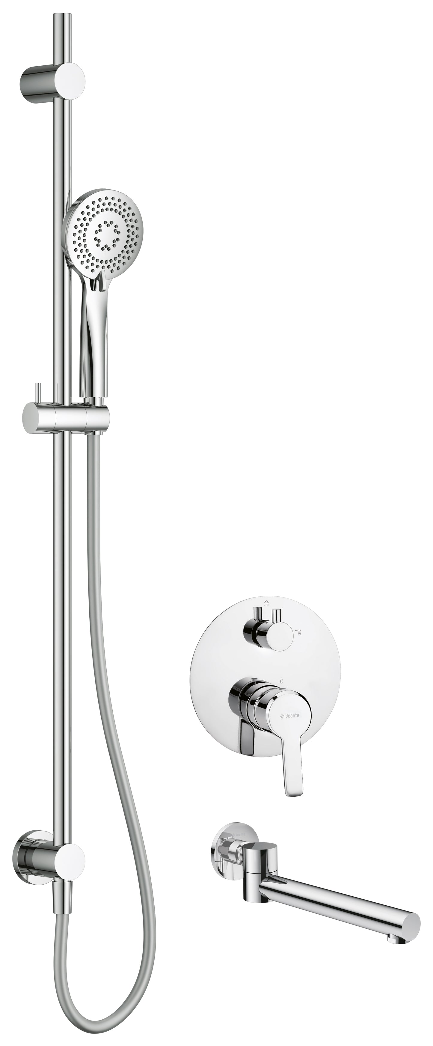 Deante ARNIKA Unterputz-Duschset mit Badewannenauslauf schwenkbar Chrom