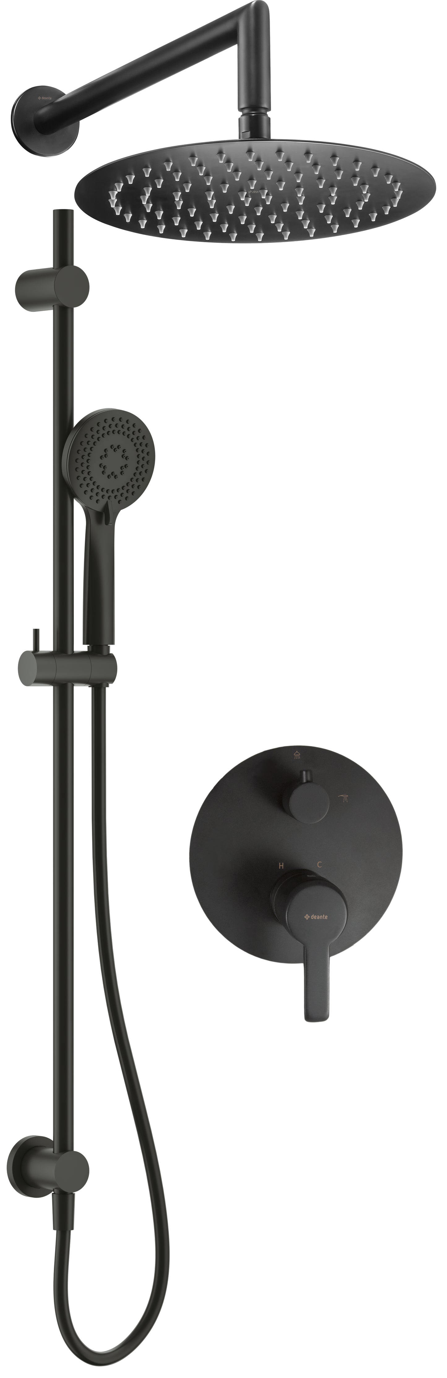 Deante ARNIKA Unterputz-Duschset mit Duschstange und Duschkopf Schwarz
