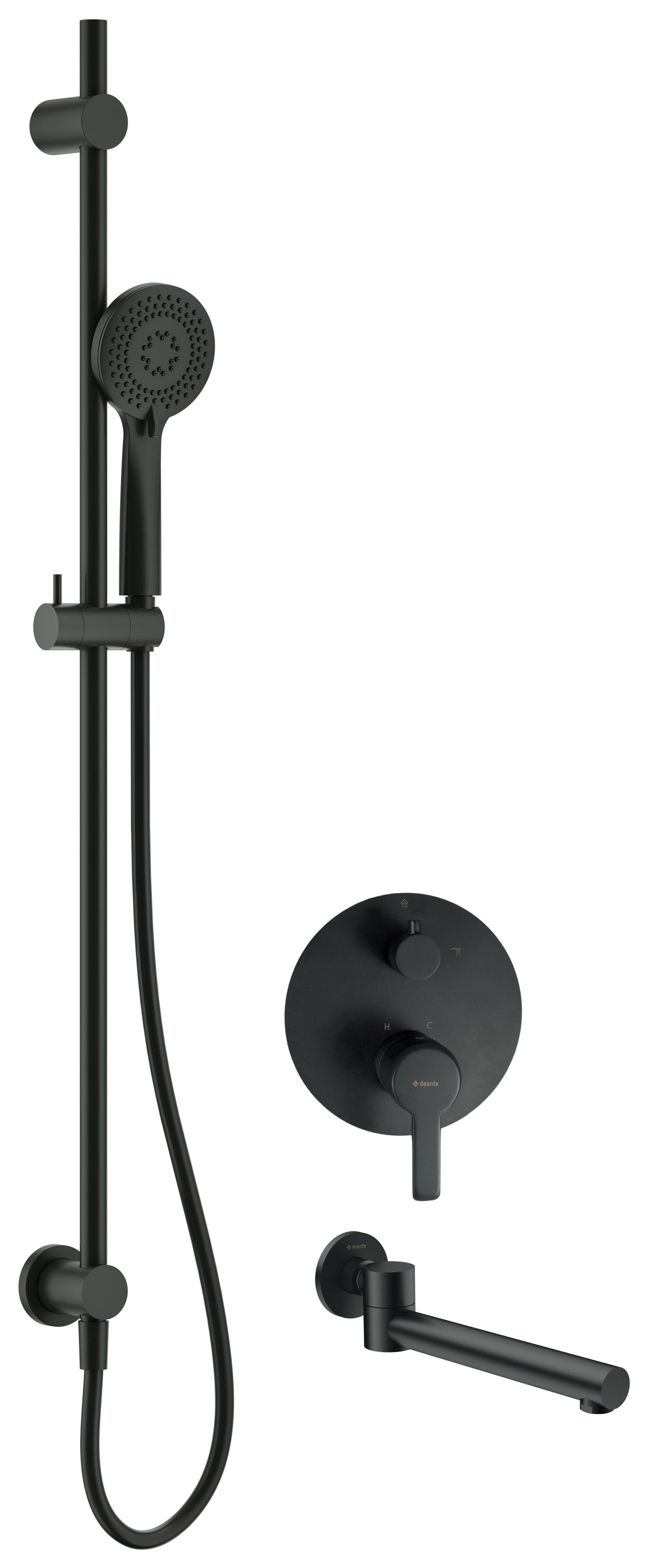 Deante ARNIKA Unterputz-Duschset mit Badewannenauslauf schwenkbar Schwarz