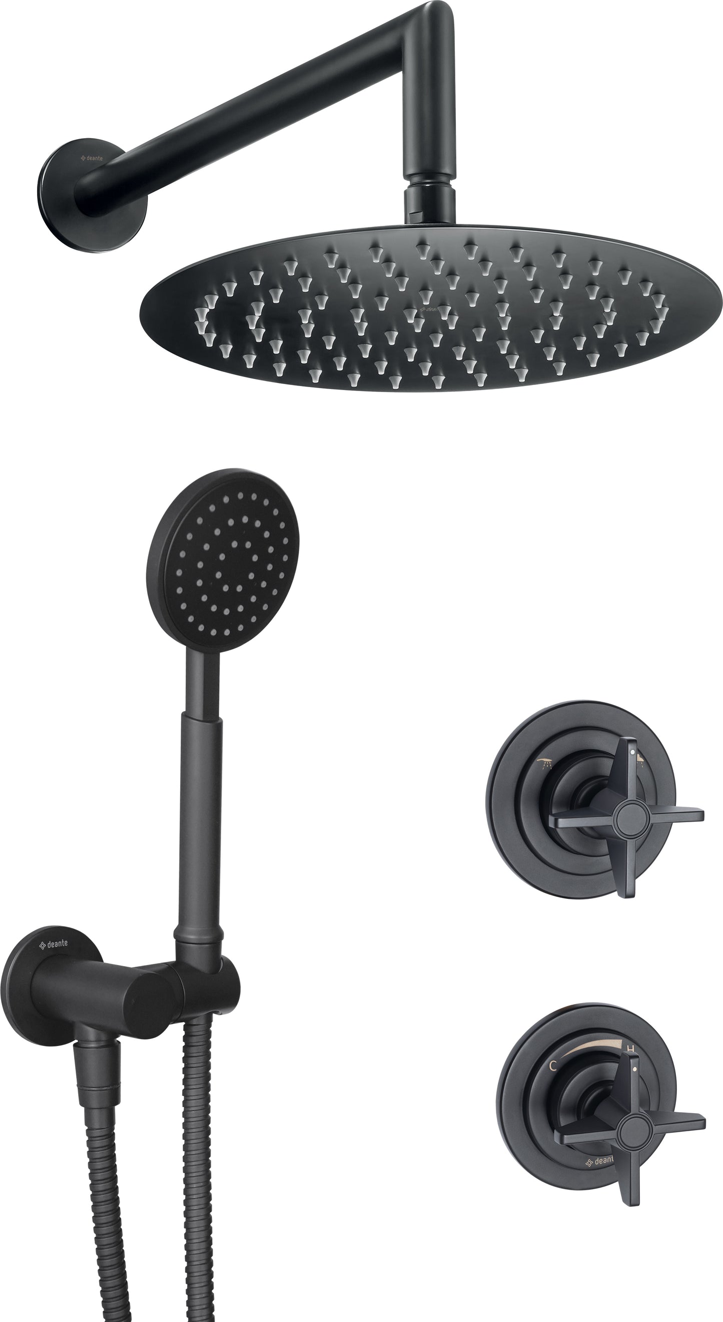 Deante TEMISTO Unterputz-Duschset im Retro-Look Zweigriff-Mischer Schwarz