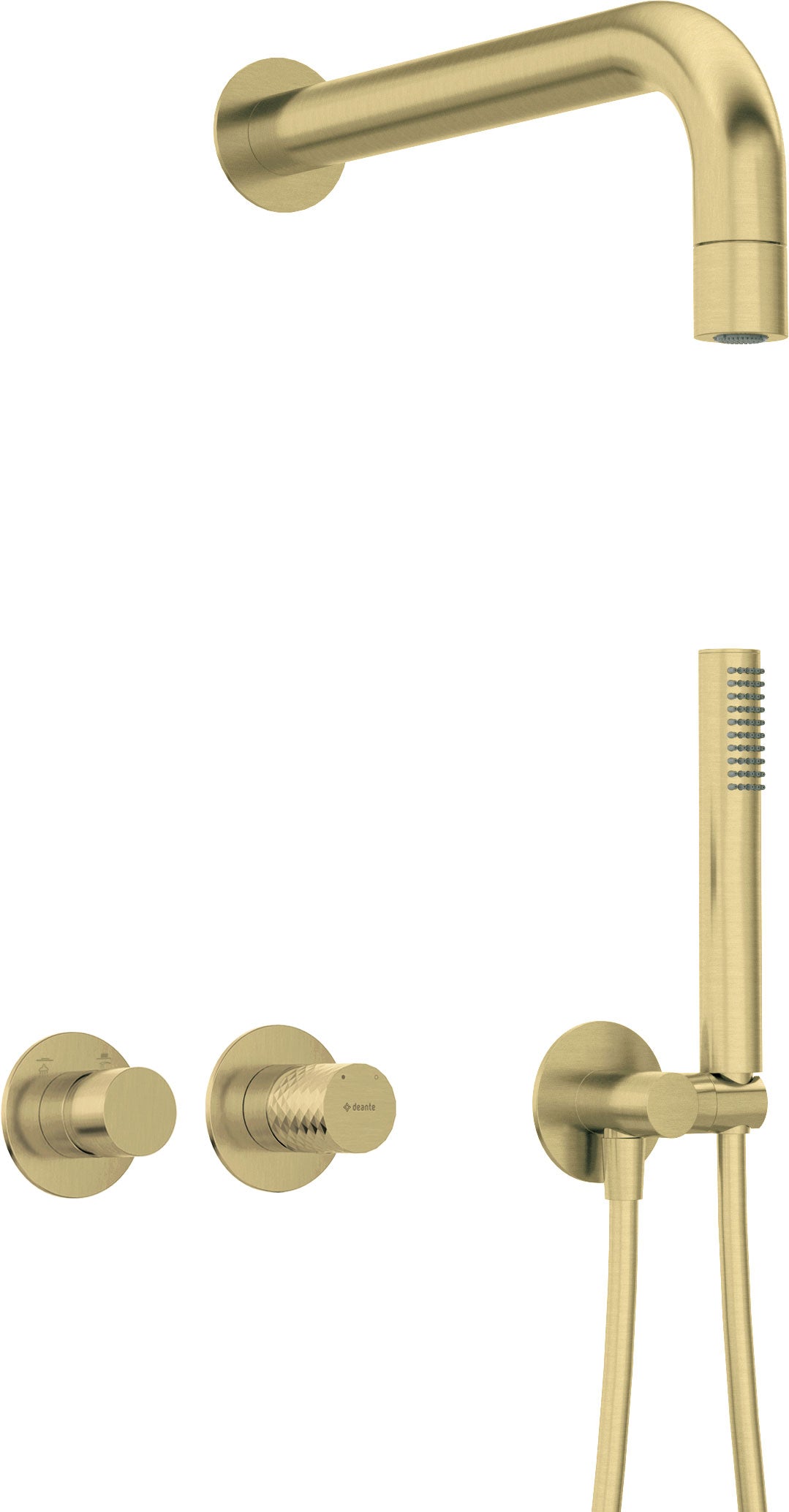 Deante SILIA HEXA Unterputz-Duschset horizontal mit Kegelstrahl-Brause Gold gebürstet