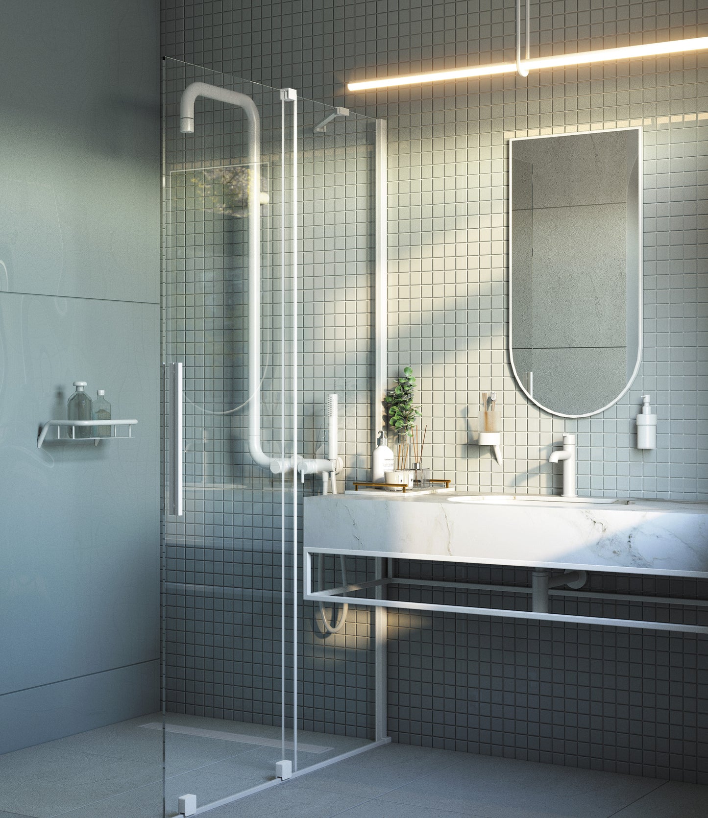 Deante SILIA Duschablage Duschkorb Design-Regal Weiß