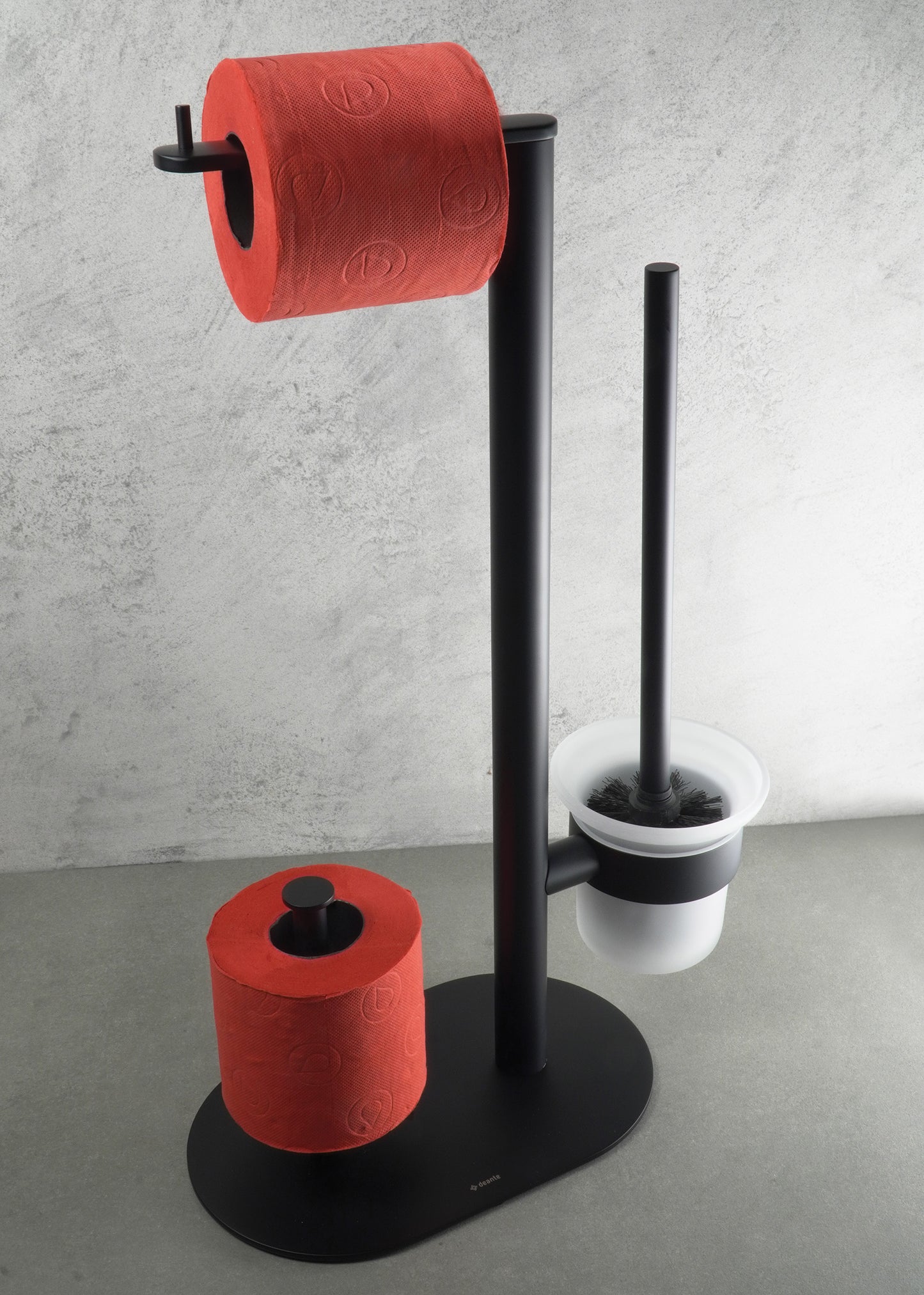Deante ROUND WC-Bürstengarnitur mit Papierhalter (3-in-1) Schwarz