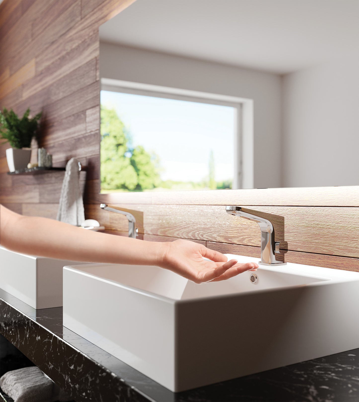 Deante HIACYNT Waschtischarmatur berührungslos mit Temperaturregler 230/6V Chrom