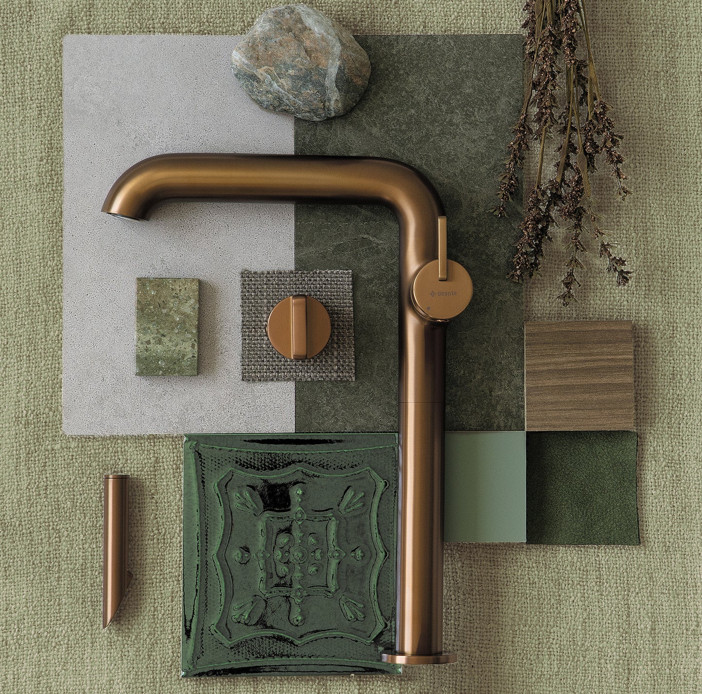 Deante SILIA Design-Waschtischarmatur hoch mit Hebel seitlich Bronze gebürstet