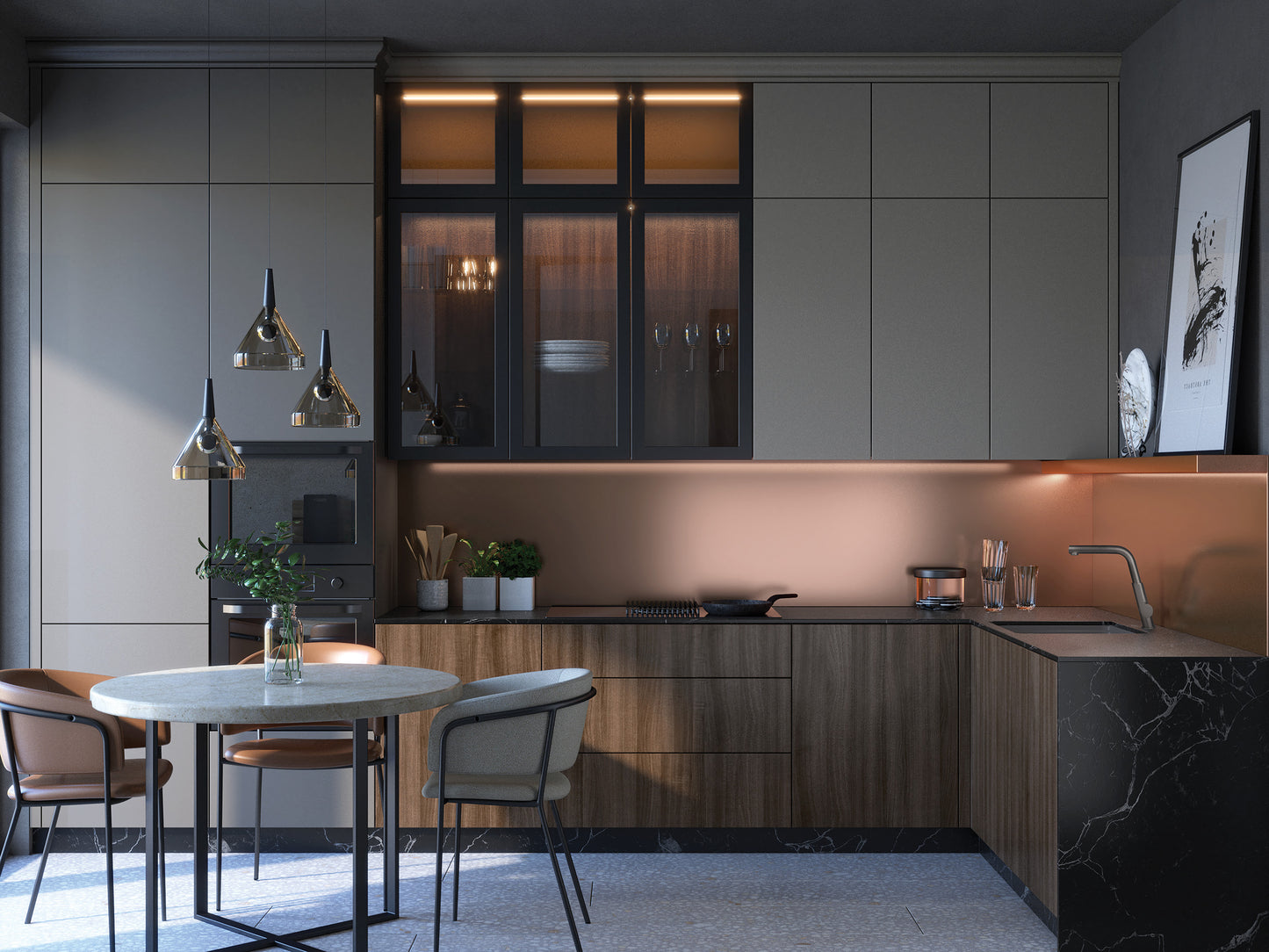 Deante MOMI Granitspüle mit tiefem Becken und Schneidebrett Anthrazit Metallic