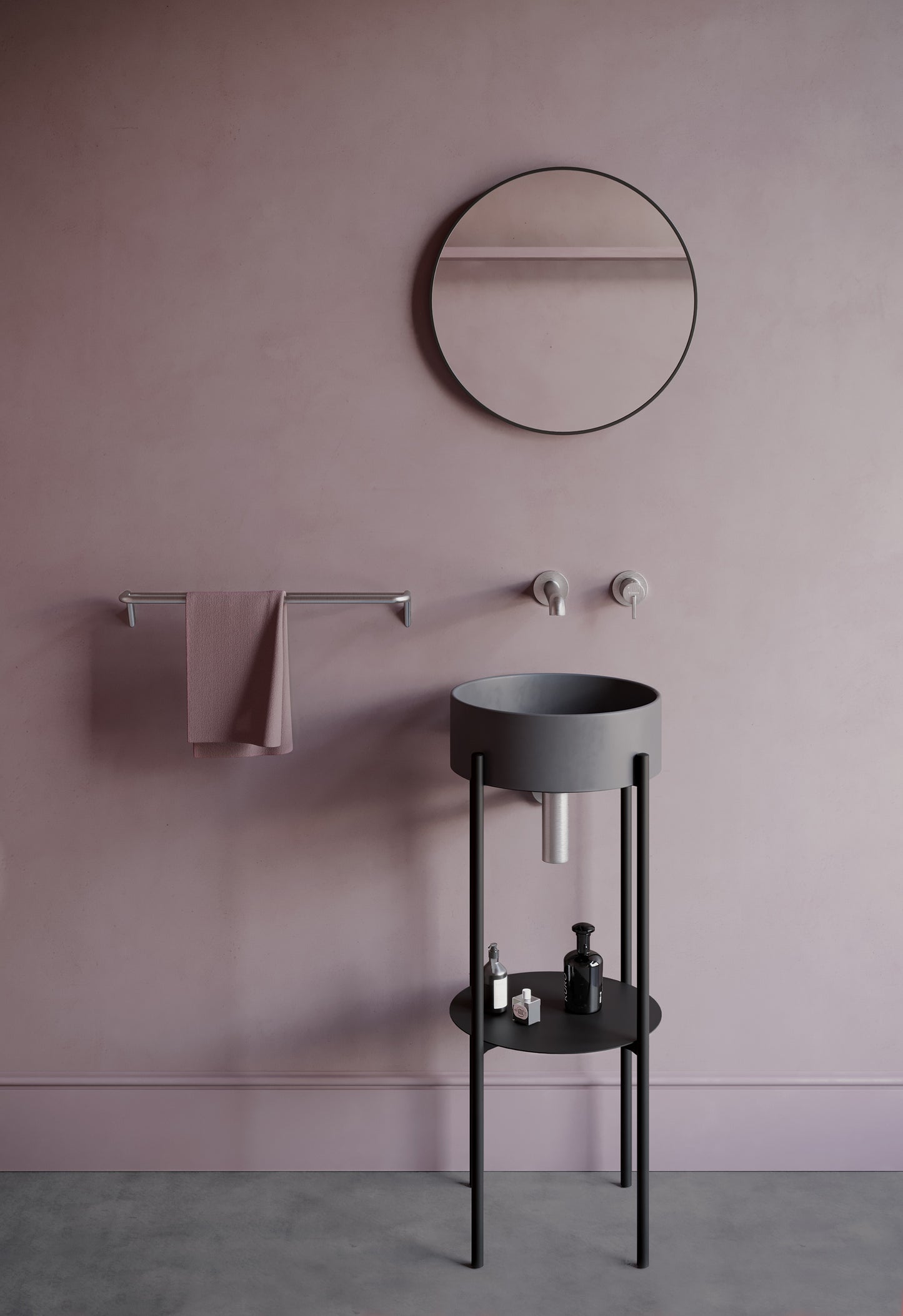 Deante SILIA Granit-Aufsatzwaschbecken rund Ø 36 cm Anthrazit Metallic