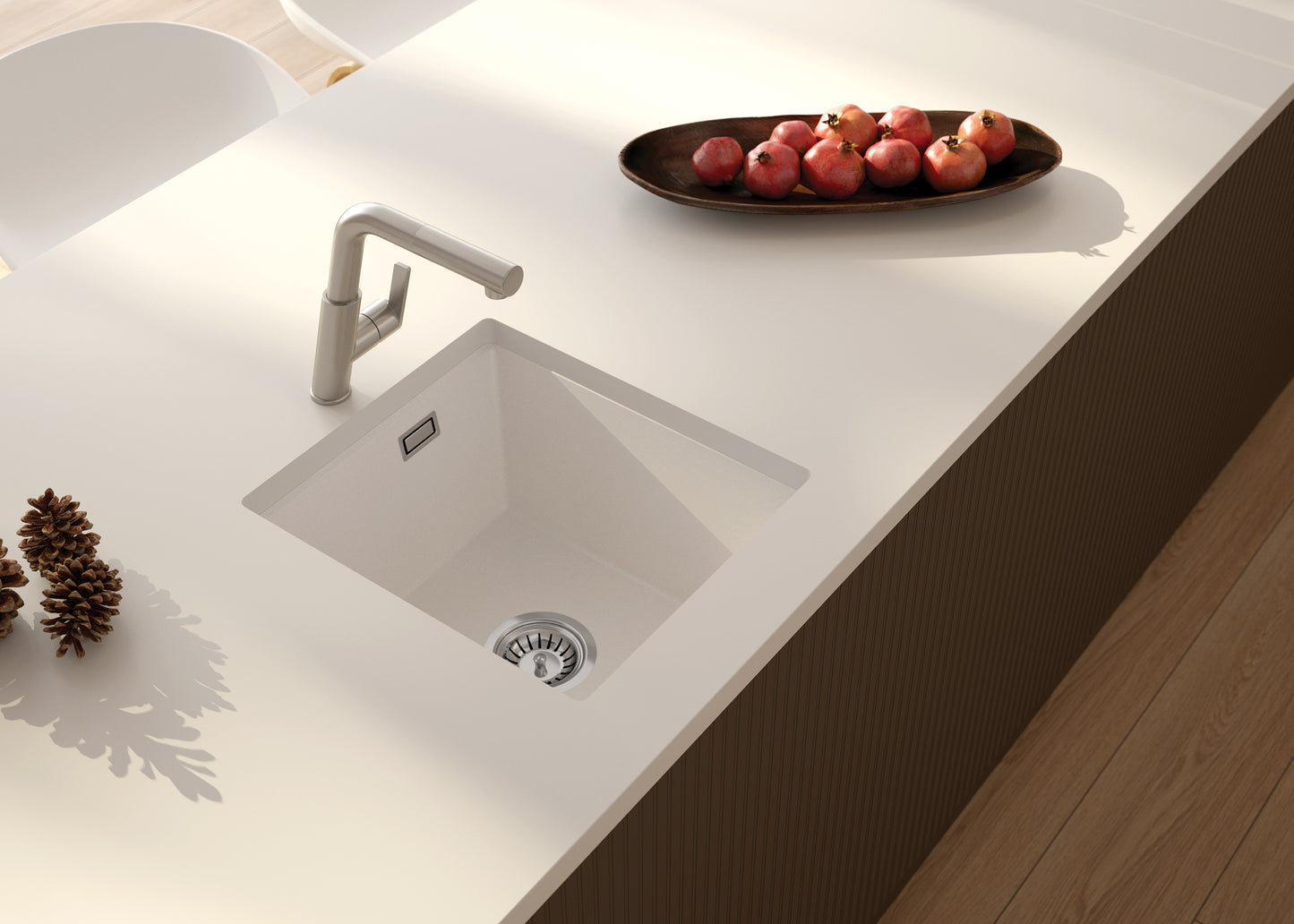 Deante SILIA Design-Küchenarmatur mit ausziehbarer Handbrause Stahl gebürstet