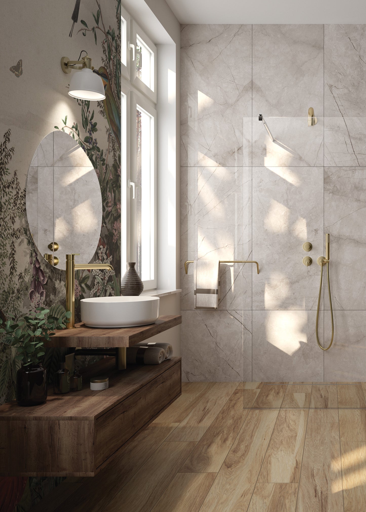 Deante SILIA Design-Waschtischarmatur hoch mit Hebel oben Gold gebürstet