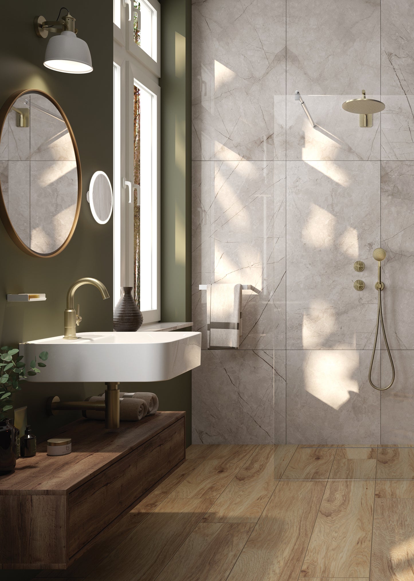 Deante TEMISTO Unterputz-Duscharmatur mit 2 Reglern Retro-Look Messing