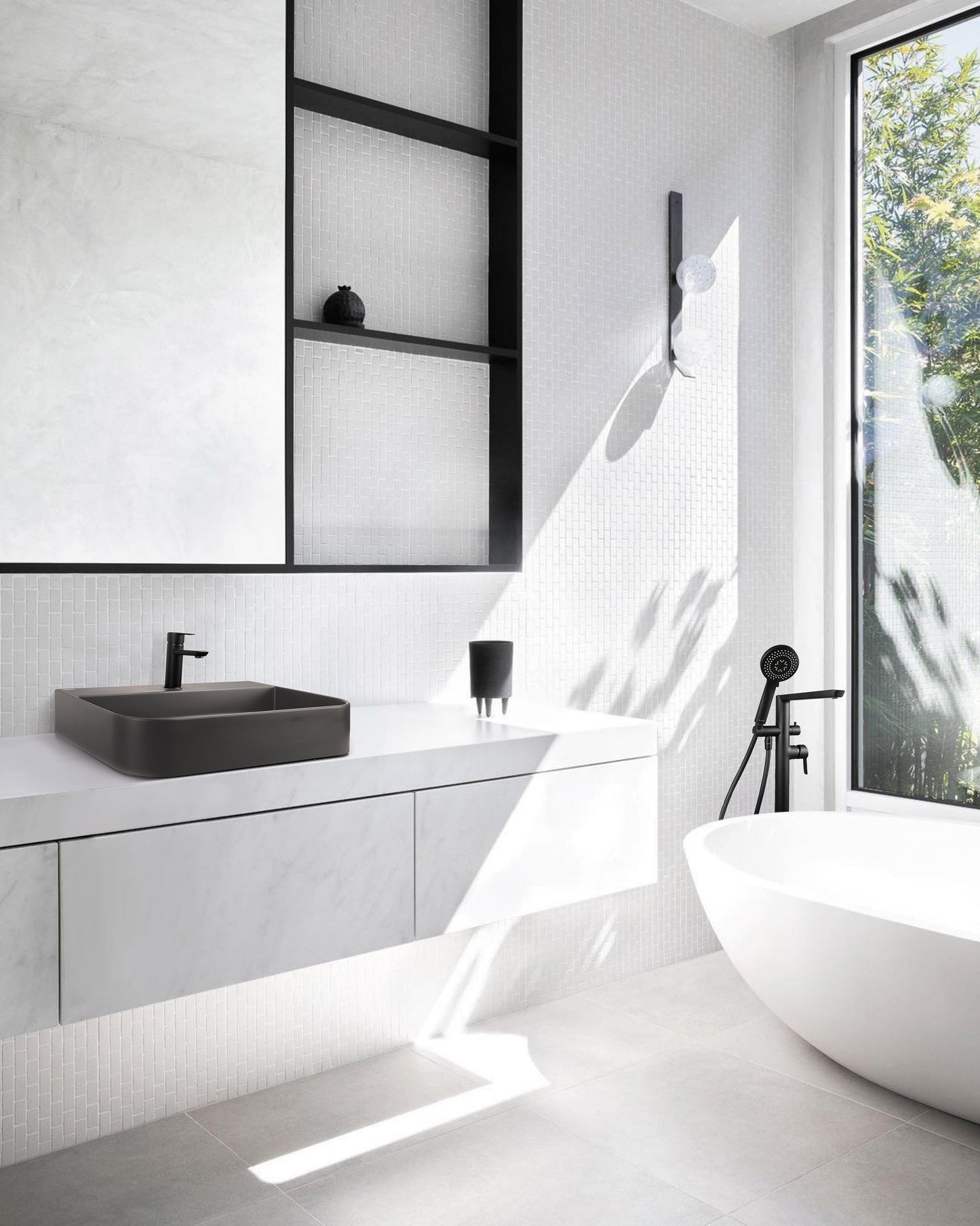 Deante ARNIKA Aufsatzwaschtisch mit Abflussabdeckung 50,5 x 40,5 cm Anthrazit Metallic