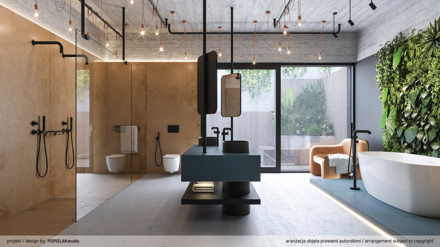 Deante SILIA Unterputz-Duschsystem vertikal Kegelstrahl-Brause Schwarz