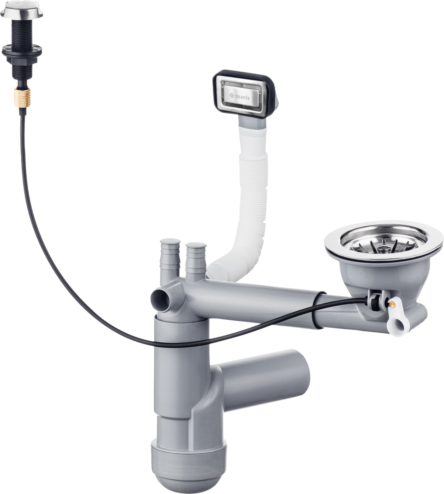 Deante SPACE SAVER automatischer Siphon für Granitspülen mit 1 Becken Stahl gebürstet