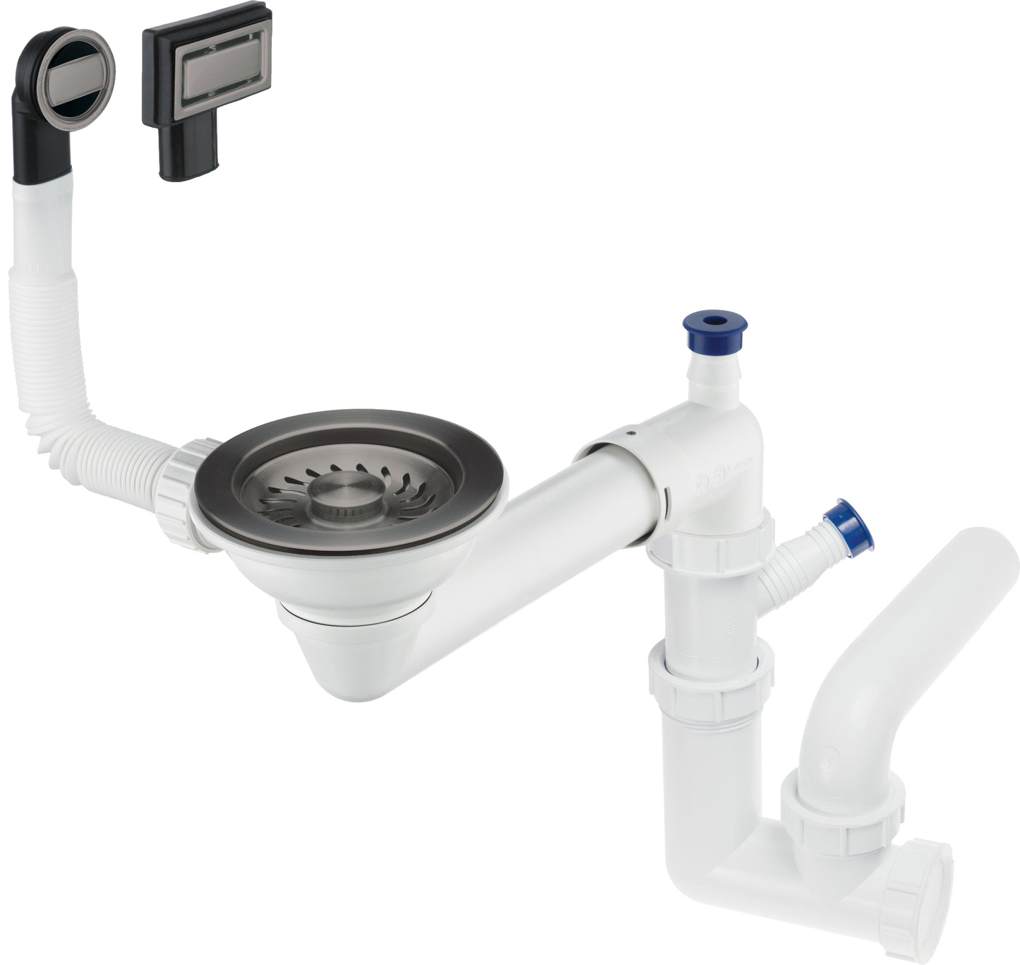 Deante SPACE SAVER automatischer Siphon für Spülen mit 1 Becken Weiß / Titanium