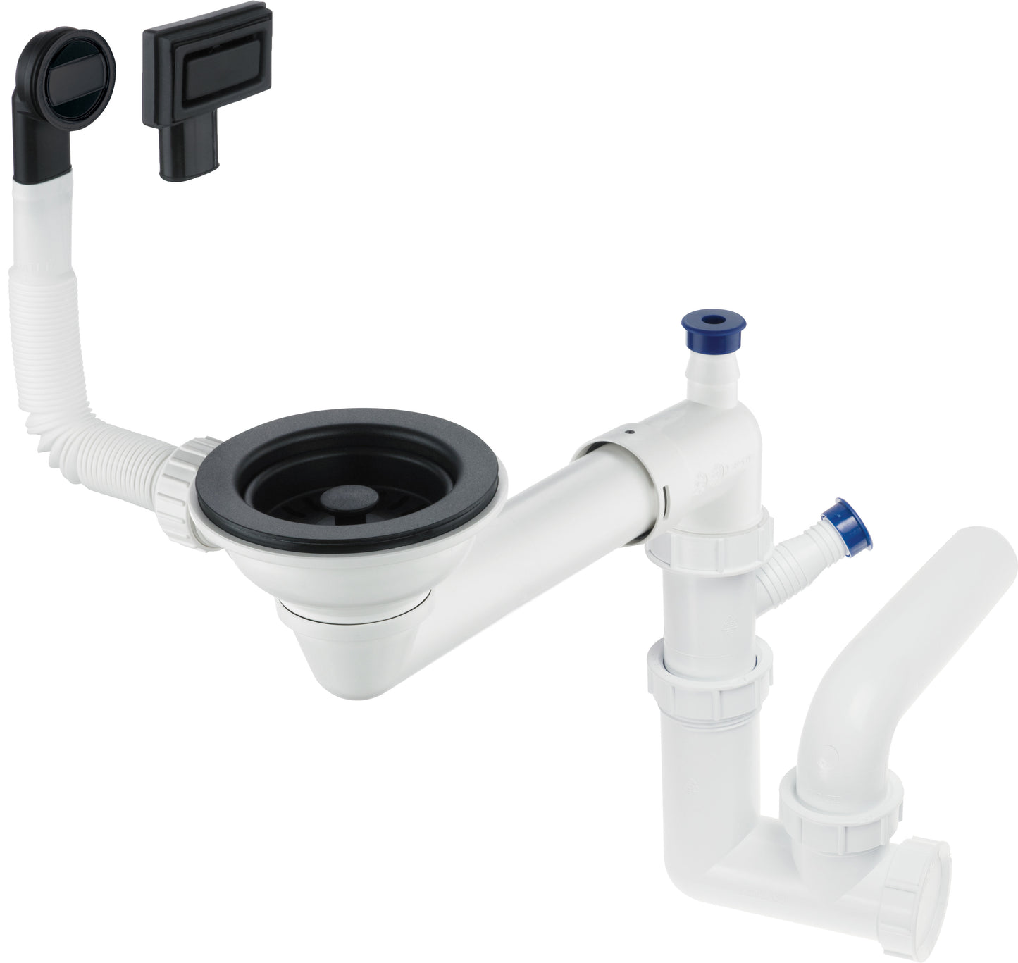 Deante SPACE SAVER automatischer Siphon für Spülen mit 1 Becken Weiß / Schwarz