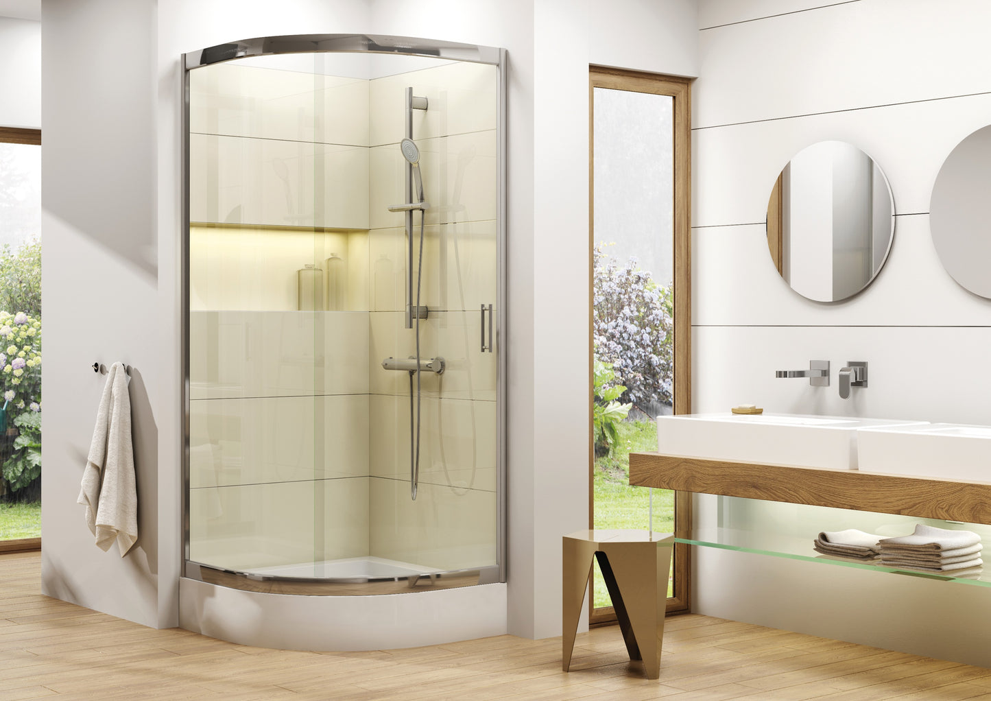 Deante FUNKIA Acryl-Duschwanne halbrund 80 cm Weiß