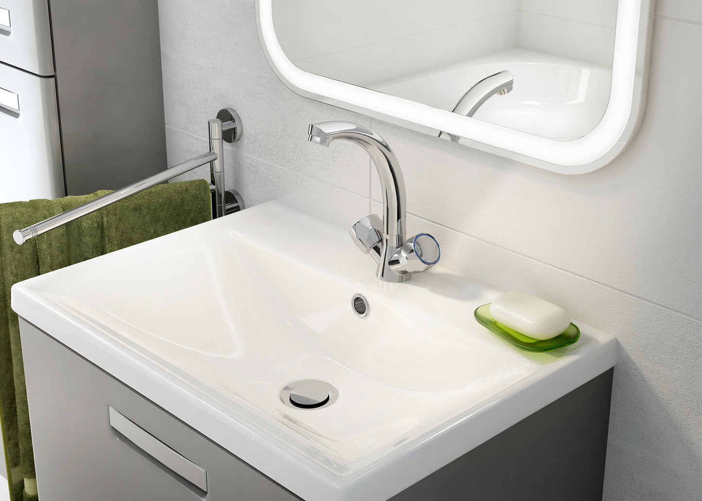 Deante TENO Waschbeckenarmatur Zweigriffarmatur lang Chrom