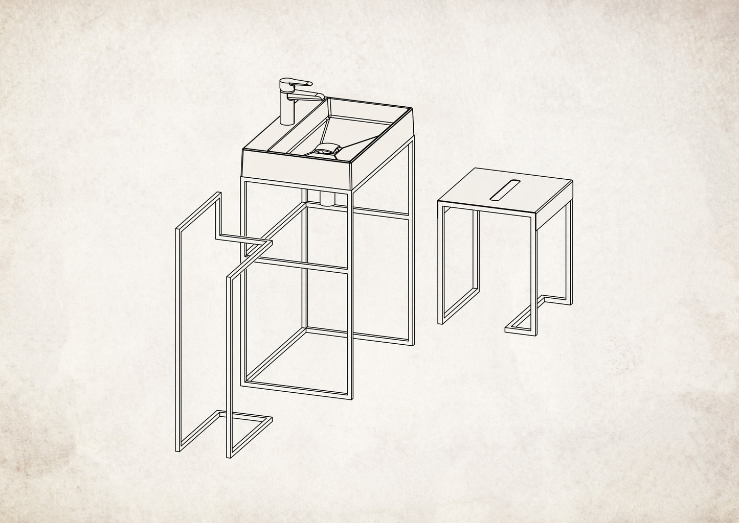 Deante MOKKO Badezimmerhocker Badezimmertisch Badablage Schwarz