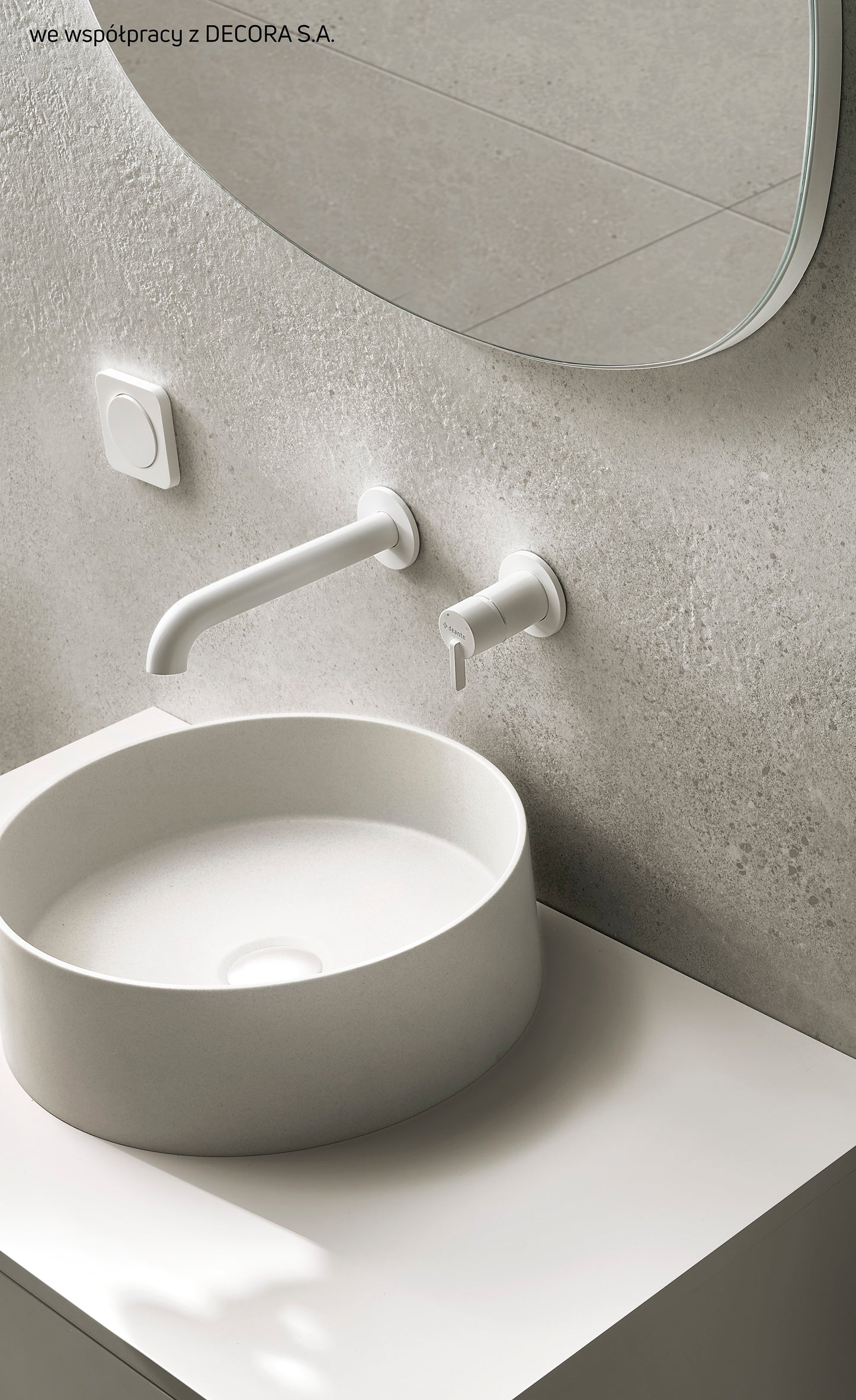 Deante SILIA Granit-Aufsatzwaschbecken rund Ø 36 cm Alabaster