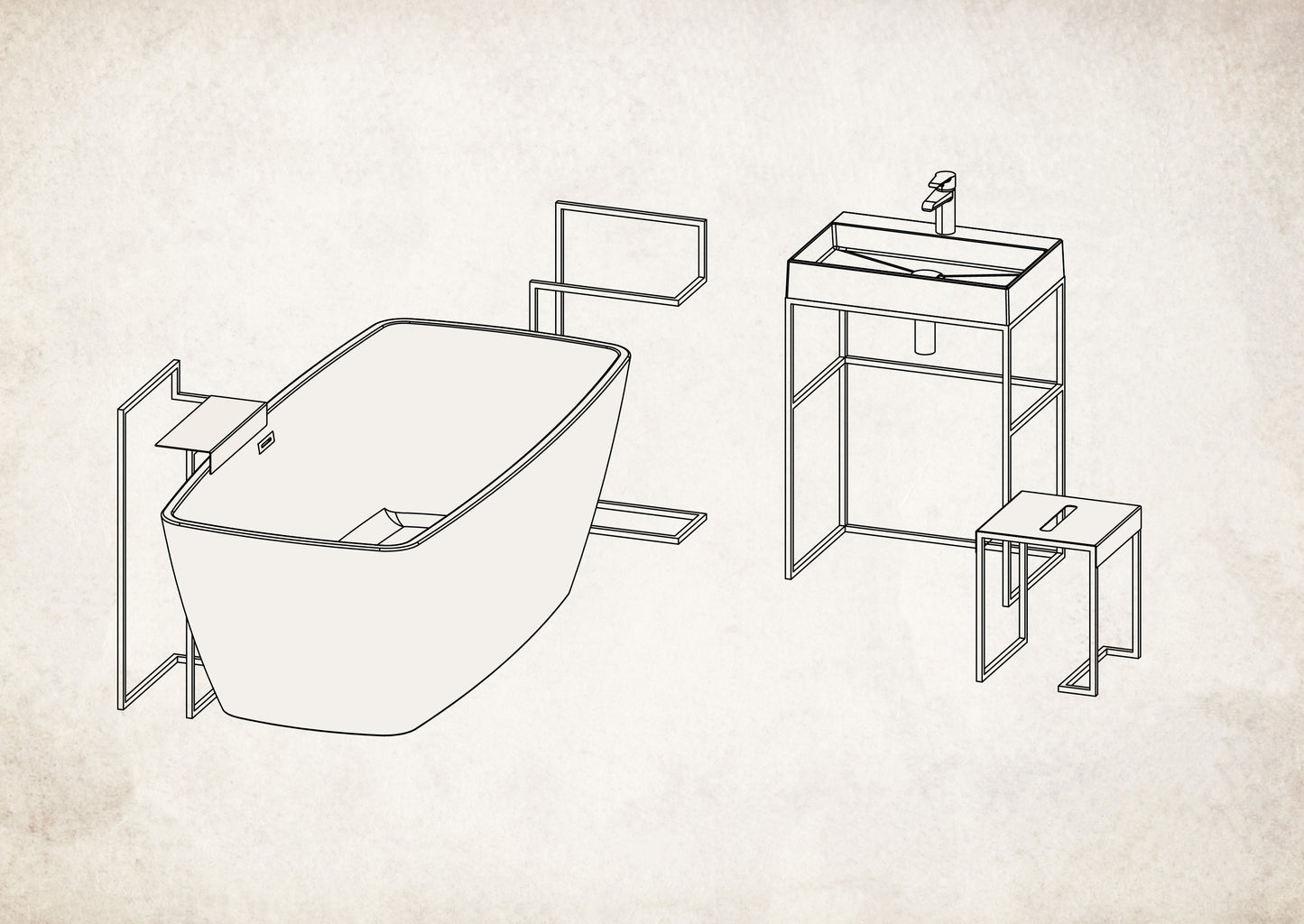 Deante MOKKO Badezimmerhocker Badezimmertisch Badablage Schwarz