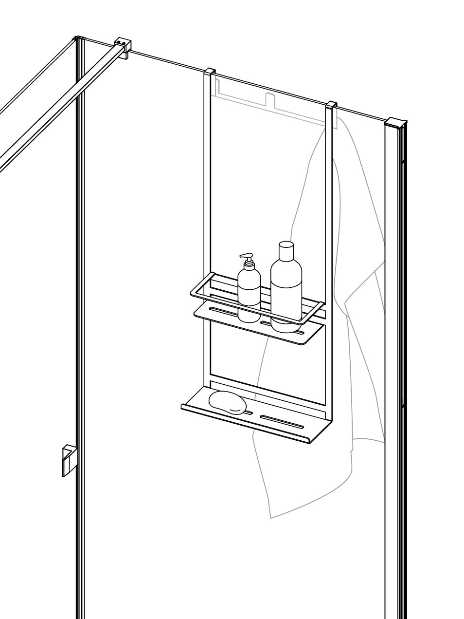 Deante MOKKO-A Ablage Hängeregal für Duschkabine Schwarz