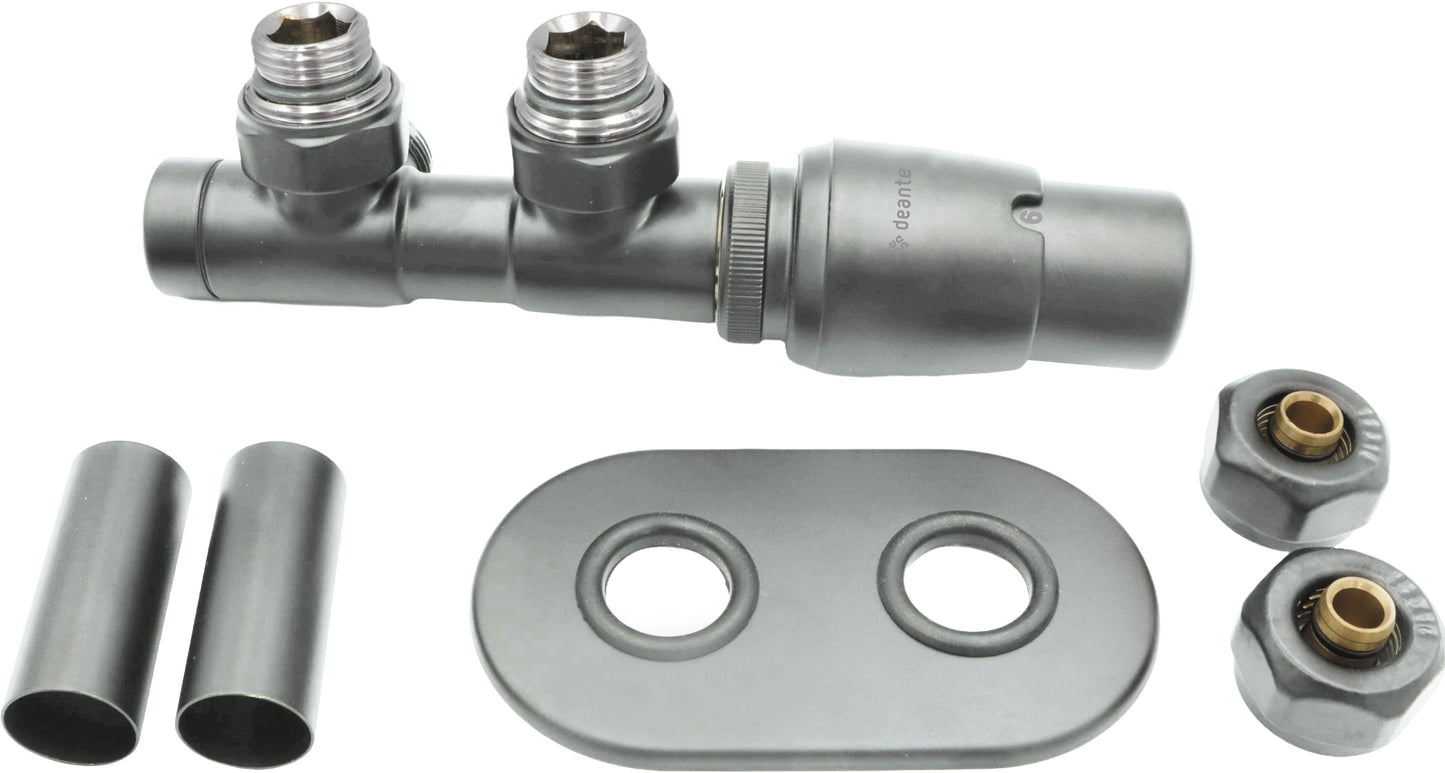 Deante SILIA Thermostatventil für Badheizkörper & Handtuchwärmer rechts Stahl matt