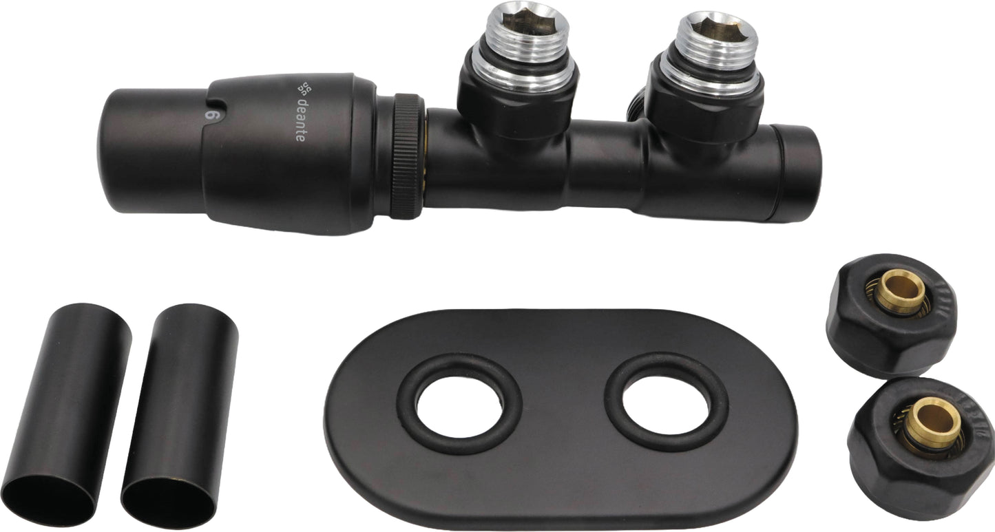 Deante SILIA Thermostatventil für Badheizkörper & Handtuchwärmer links Schwarz